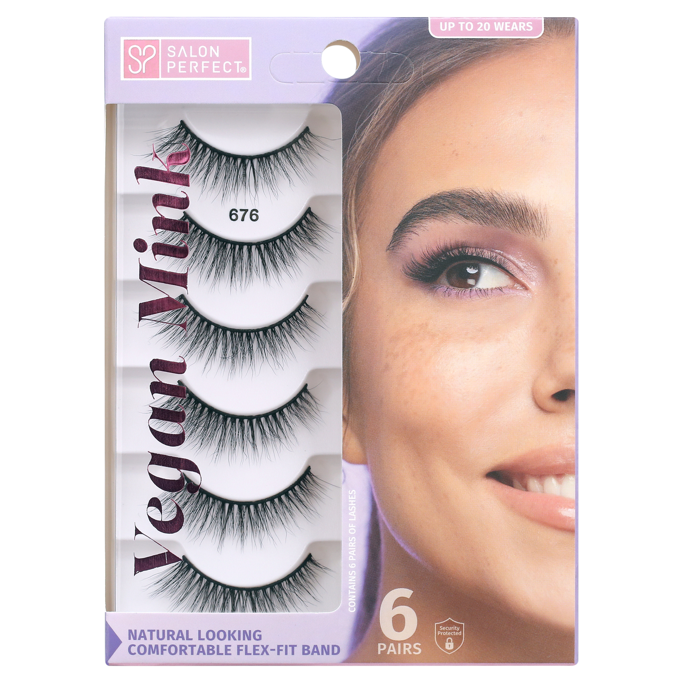 Salon Perfect Vegan Mink False Eyelashes, Natural Looking Fake Lashes, 676, 6 Pairs Salon Perfect