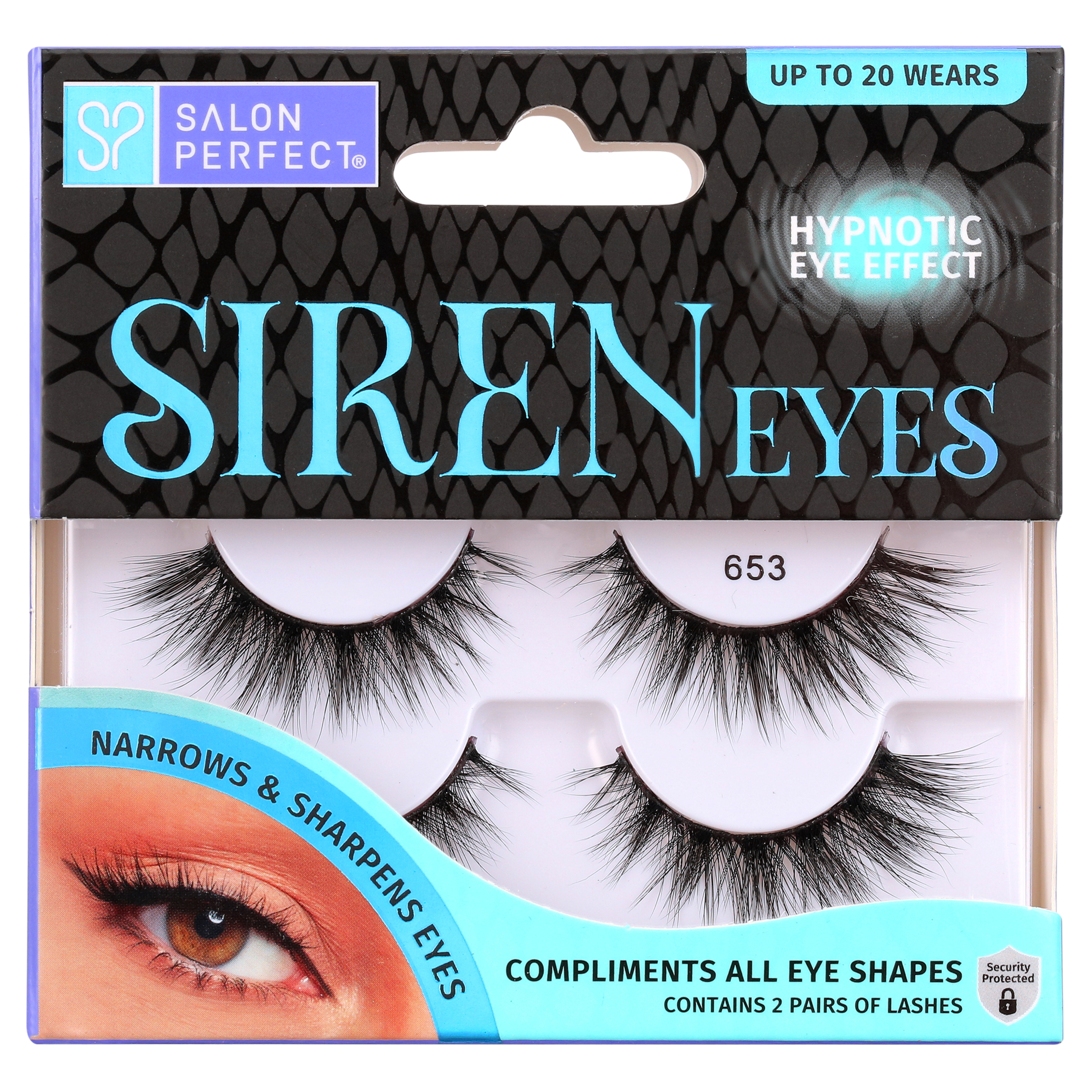 Salon Perfect Siren Eyes 653 Lash, 2 Pairs black false eyelashes Salon Perfect