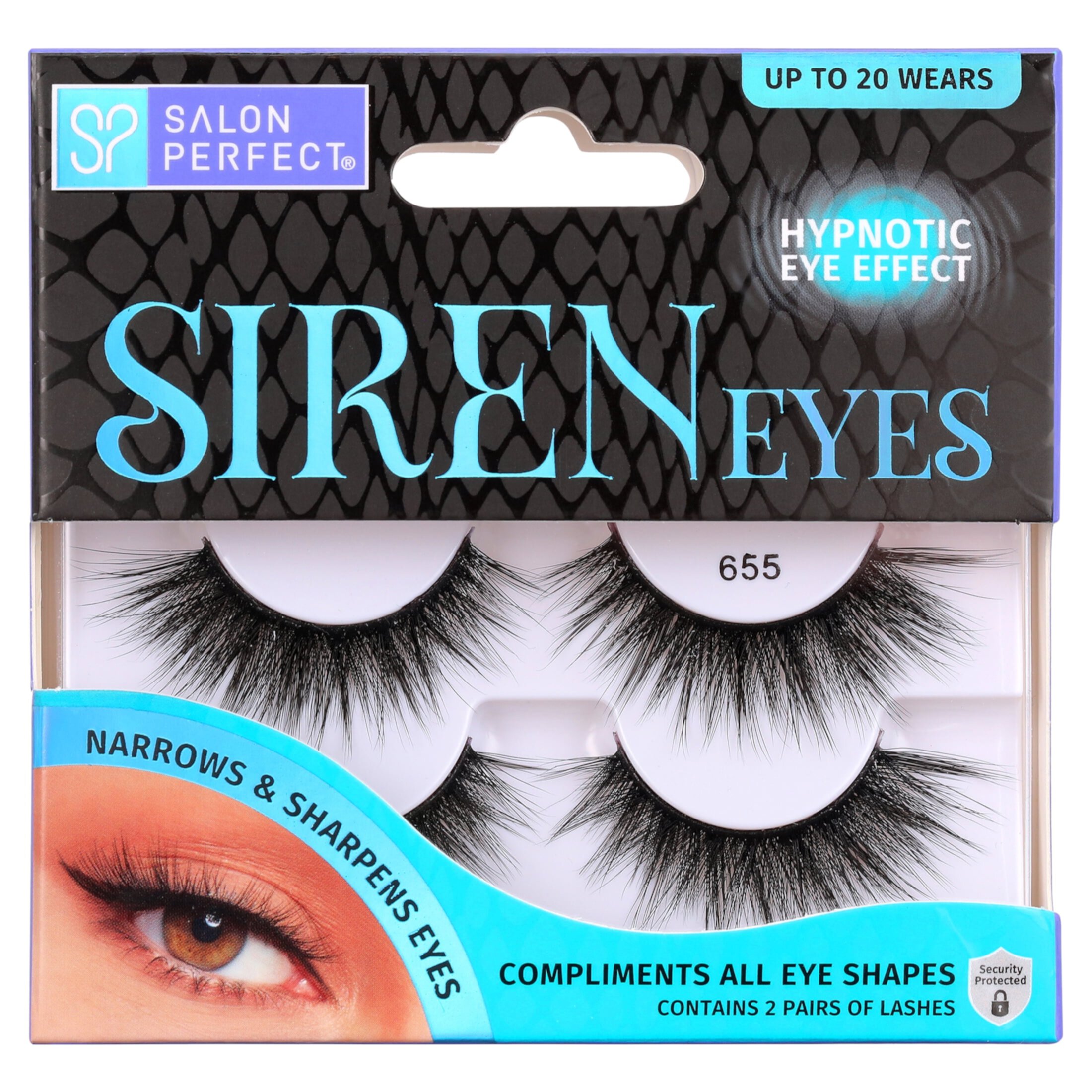 Salon Perfect Siren Eyes 655 Lash, 2 Pairs black false eyelashes Salon Perfect