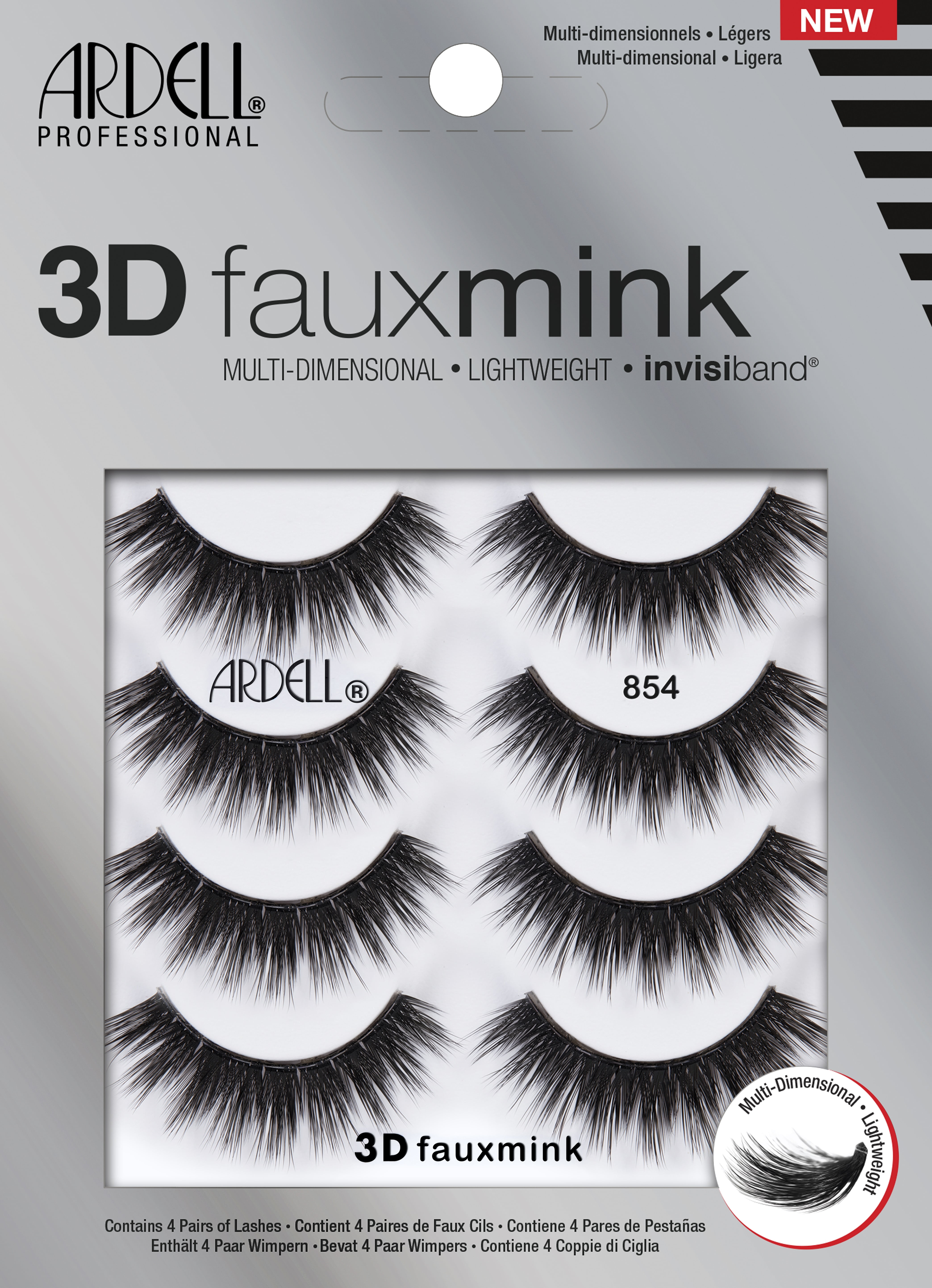 Ardell 3d Faux Mink Lashes 854, Black, 4 Pairs ARDELL