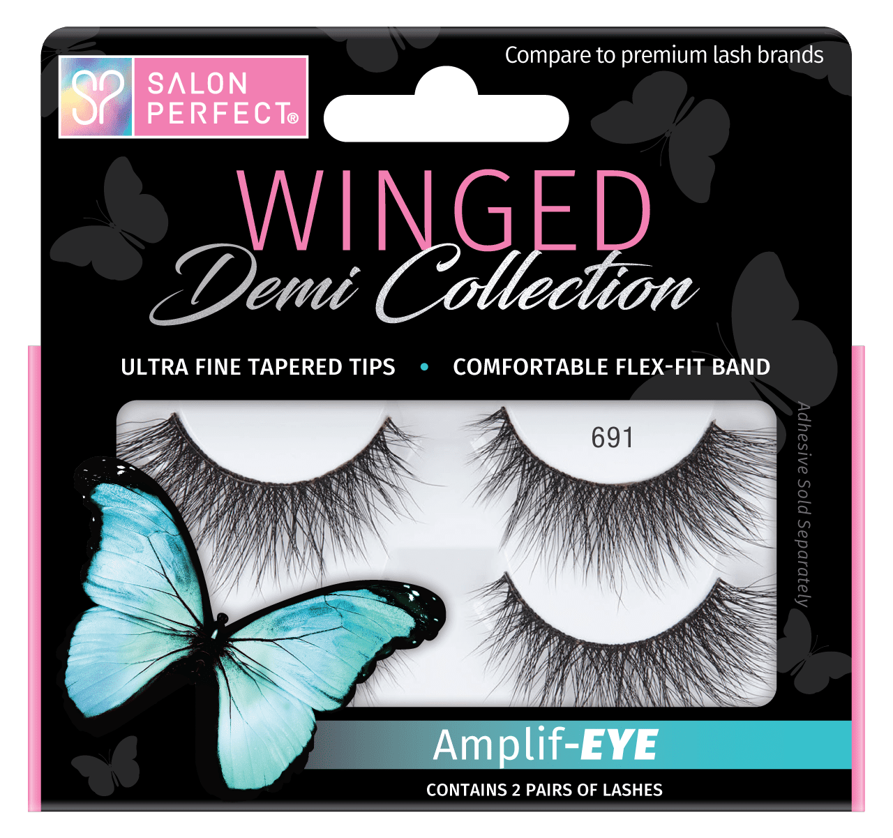 Salon Perfect Winged Lash 691, Black, 2 Pairs Salon Perfect