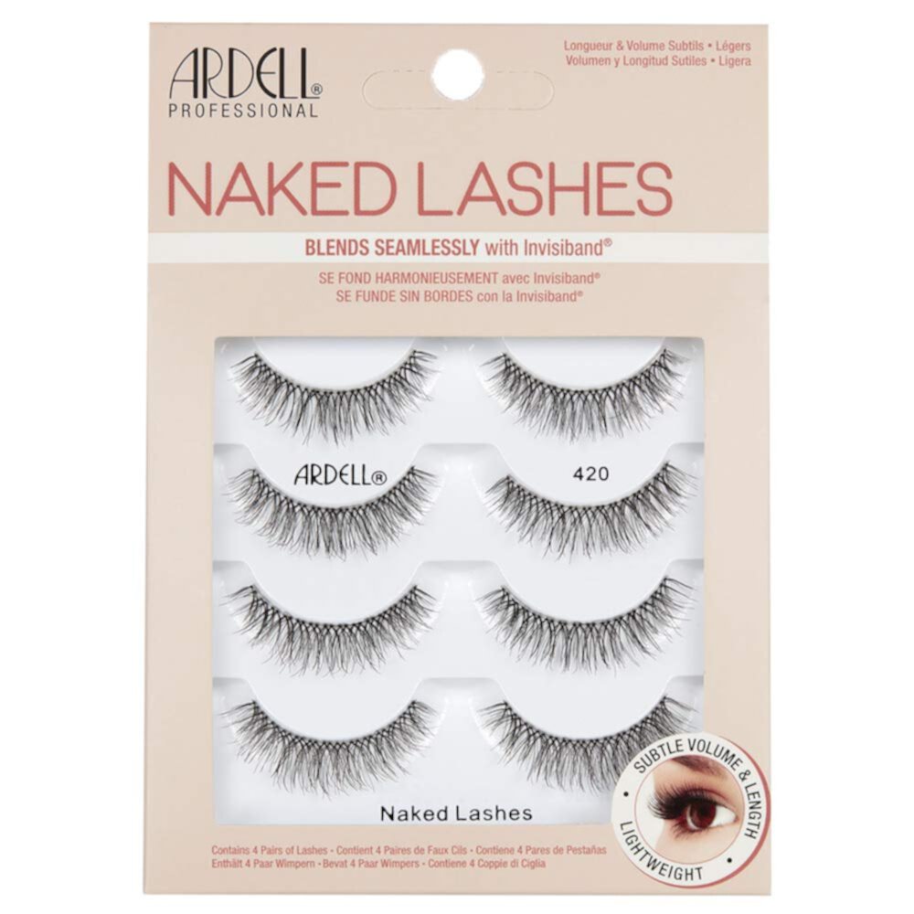 Ardell Naked False Eyelashes, Natural Volume and Length, Fake Lashes, 420, 4 Pack ARDELL