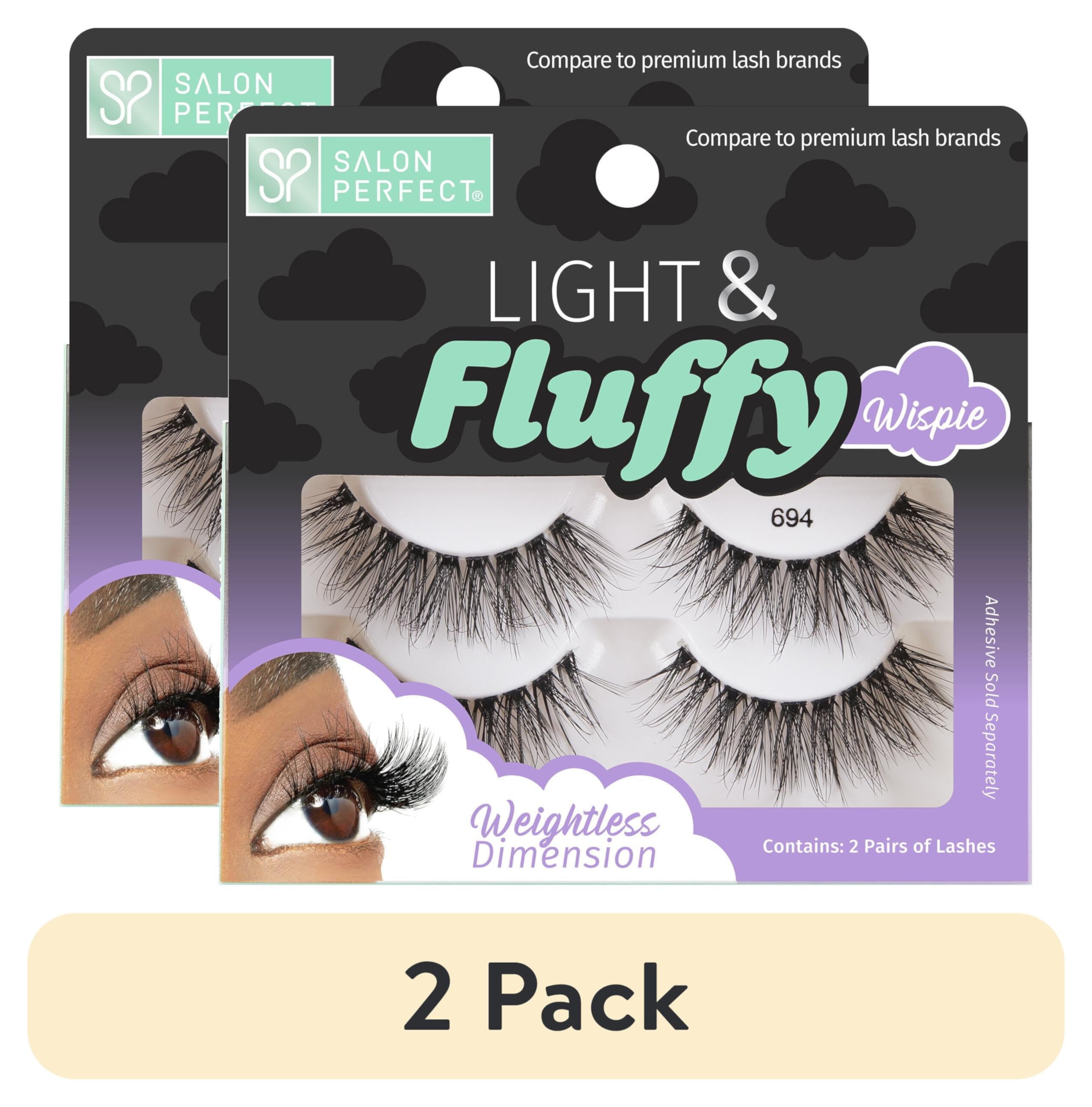 Salon Perfect Light & Fluffy Lash 694, Black, 2 Pairs Salon Perfect