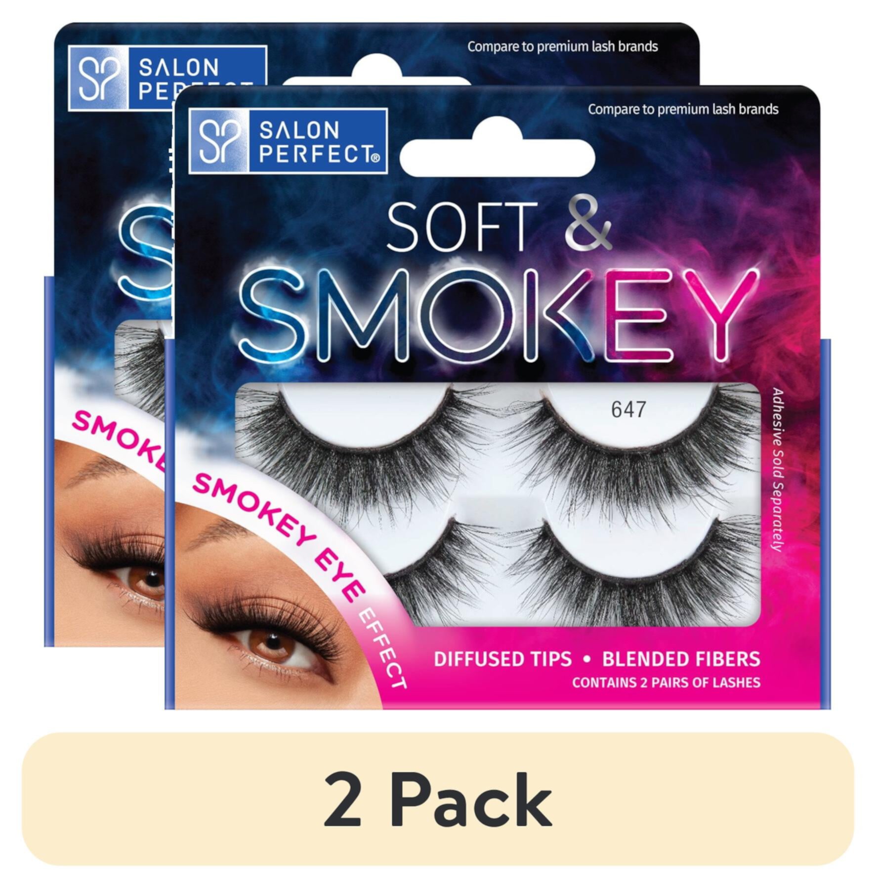 (2 pack) Salon Perfect Soft & Smokey 647 Lash, 2 Pairs Salon Perfect