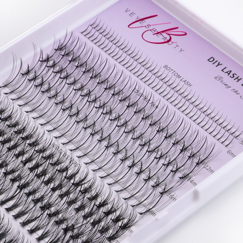 Veyesbeauty One More+™ DIY Cluster Lashes Kit Bond & Seal Bottom Spike Black Color Lashes VEYESBEAUTY