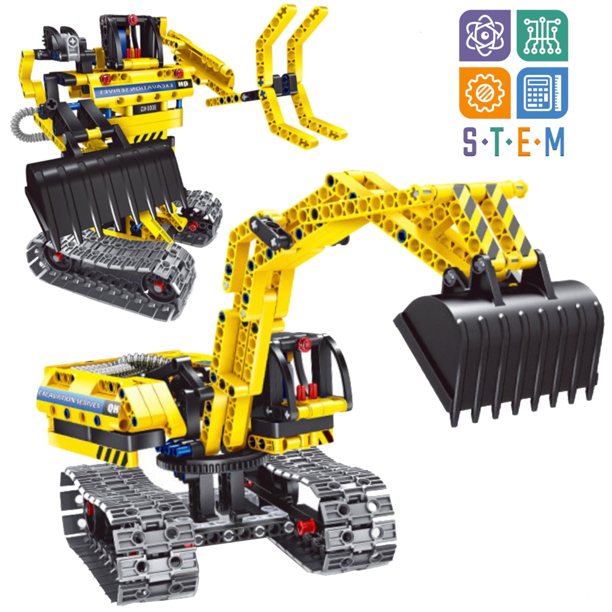 Kididdo Stem Building Set for Boys 6-12, Excavator Toy Construction Engineering Building Kit , 2 in 1 Model Kididdo