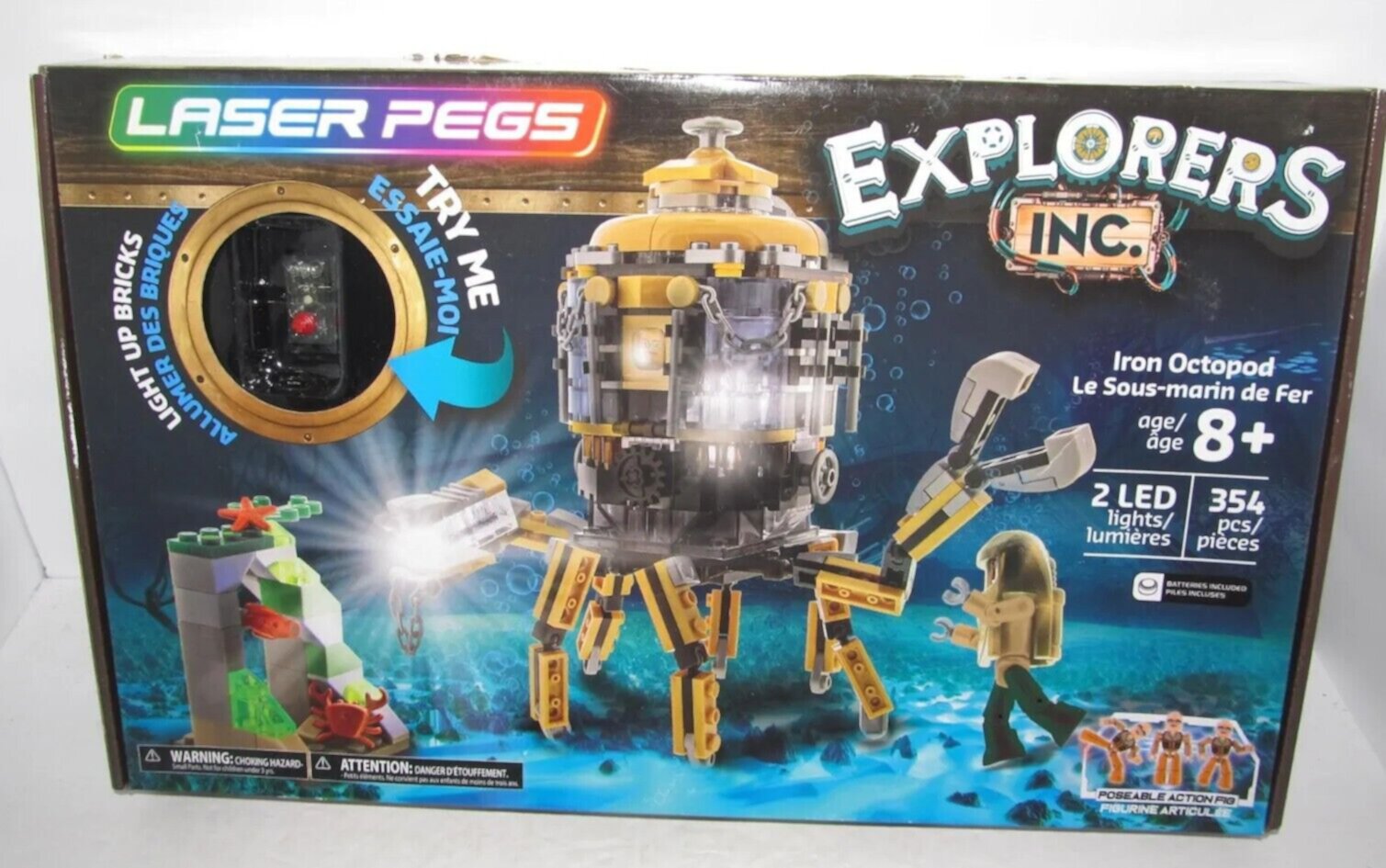 Explorers Inc. Laser Pegs  Iron Octopod Building Set 354 pieces Light Up Bricks Ages 8 years and Up Publisher