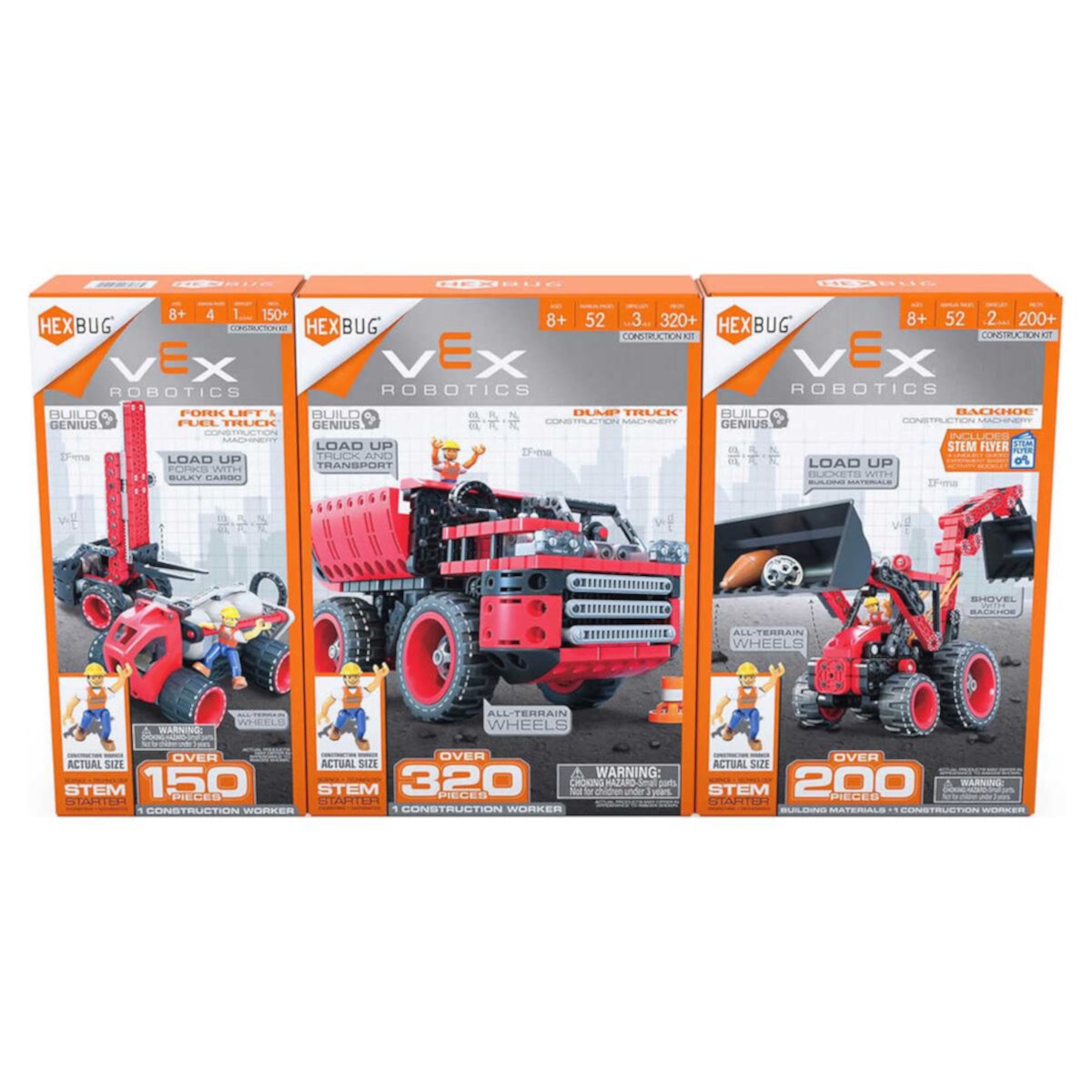 VEX HexBug Robotics RED Construction Machinery STEM Construction Kit 3-Kit Bundle HEXBUG