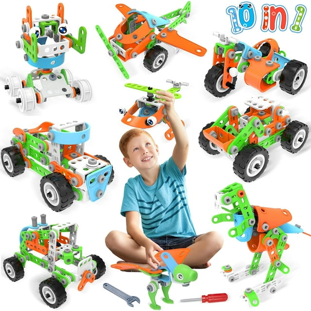 MOONTOY Building Toys for Kids Ages 4-8, STEM Toys for 5 6 7 8+ Year Old Boy Girls Birthday Gifts, DIY Educational Robot Toy Science Kits for Kids, Build and Play Construction Set Creative Games MOONTOY