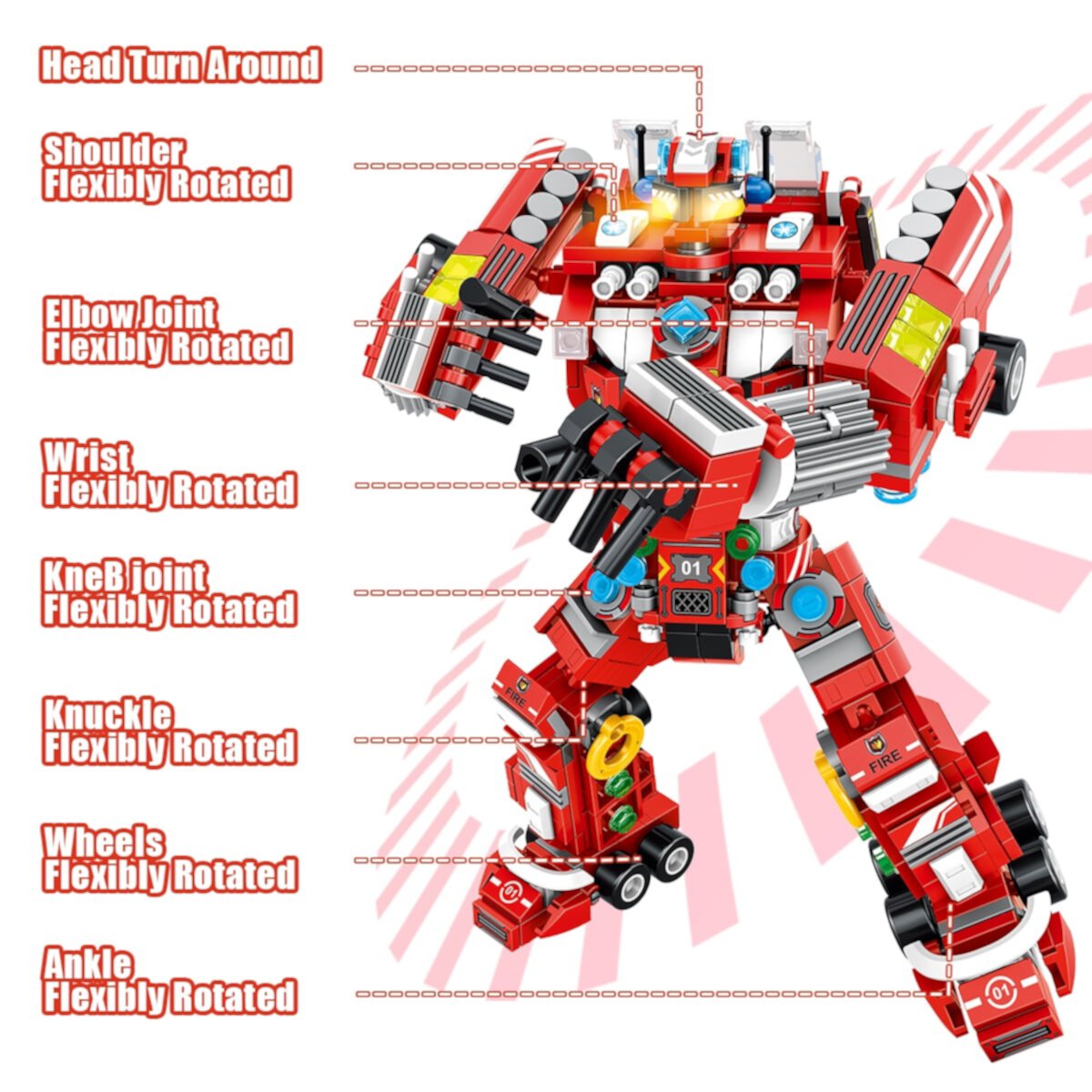 STEM Robot 6-in-1 Transformation Mech Warrior Vehicles Building Block Kit for Kids Compatible with Bricks Excellent Gift for 6-12 Years Old Boys and Girls(908 PCS) Cshidworld