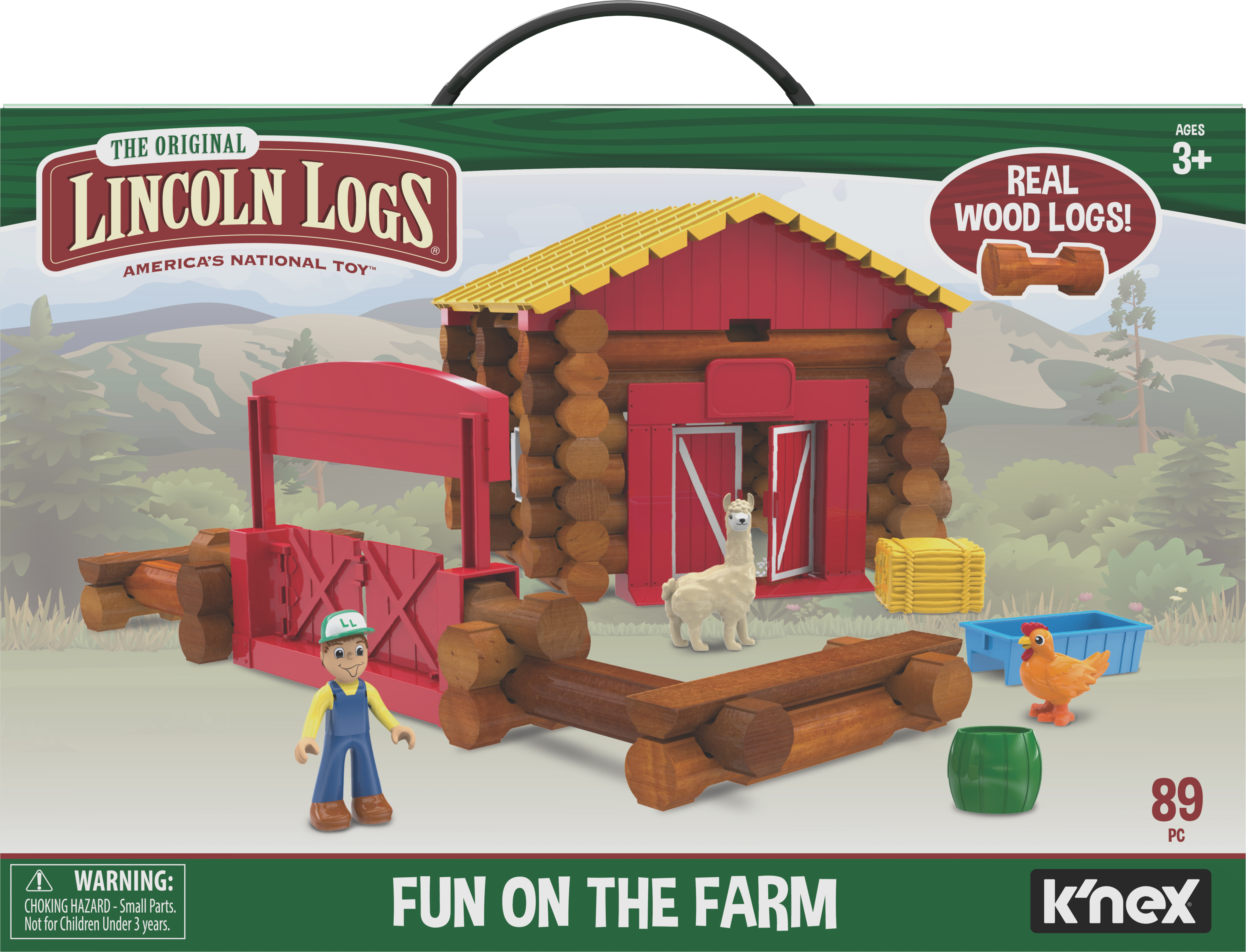 LINCOLN LOGS Fun on the Farm - Real Wood Logs - 102 parts - Ages 3 and up Lincoln Logs