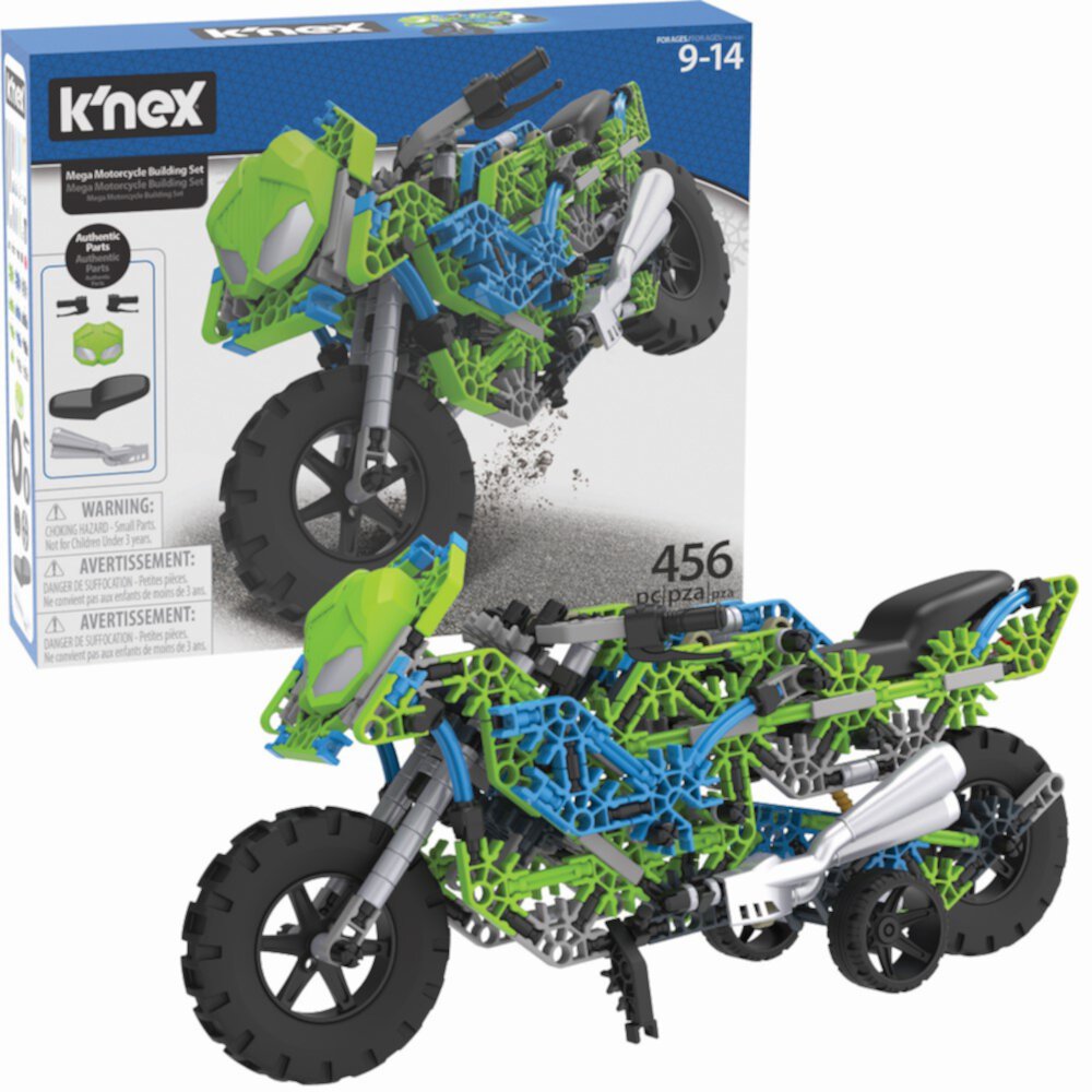 K'NEX Mega Motorcycle Building Set - Ages 9+ - 456 parts - Working Suspension, Authentic Replica Model K'NEX