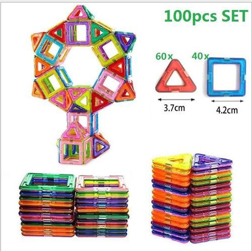 Topboutique 100pcs Magnetic Tiles Set - Building Construction Kit Educational Toys For Your Kids (Stronger Magnets) Topboutique