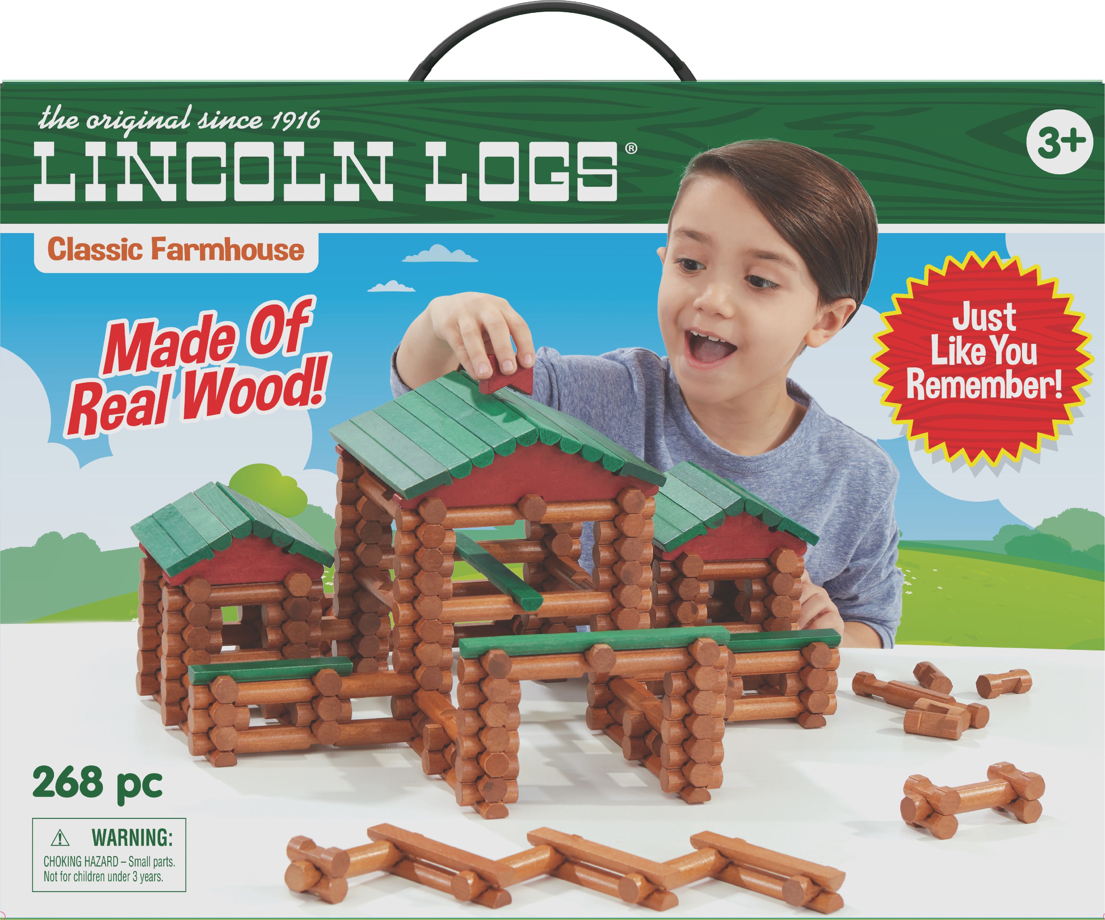 LINCOLN LOGS Classic Farmhouse - 268 All Wood Parts - Ages 3 and up Lincoln Logs