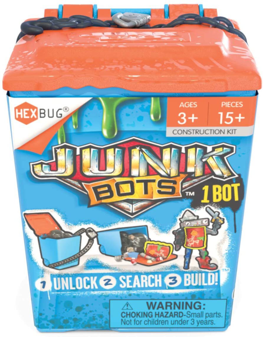 HEXBUG JUNKBOTS - Trash Bin Assortment Kit - Surprise Toys in Every Box LOL with Boys and Girls - Alien Powered Toys for Kids - 24+ Pieces of Action Construction Figures - for Ages 5 and Up HEXBUG