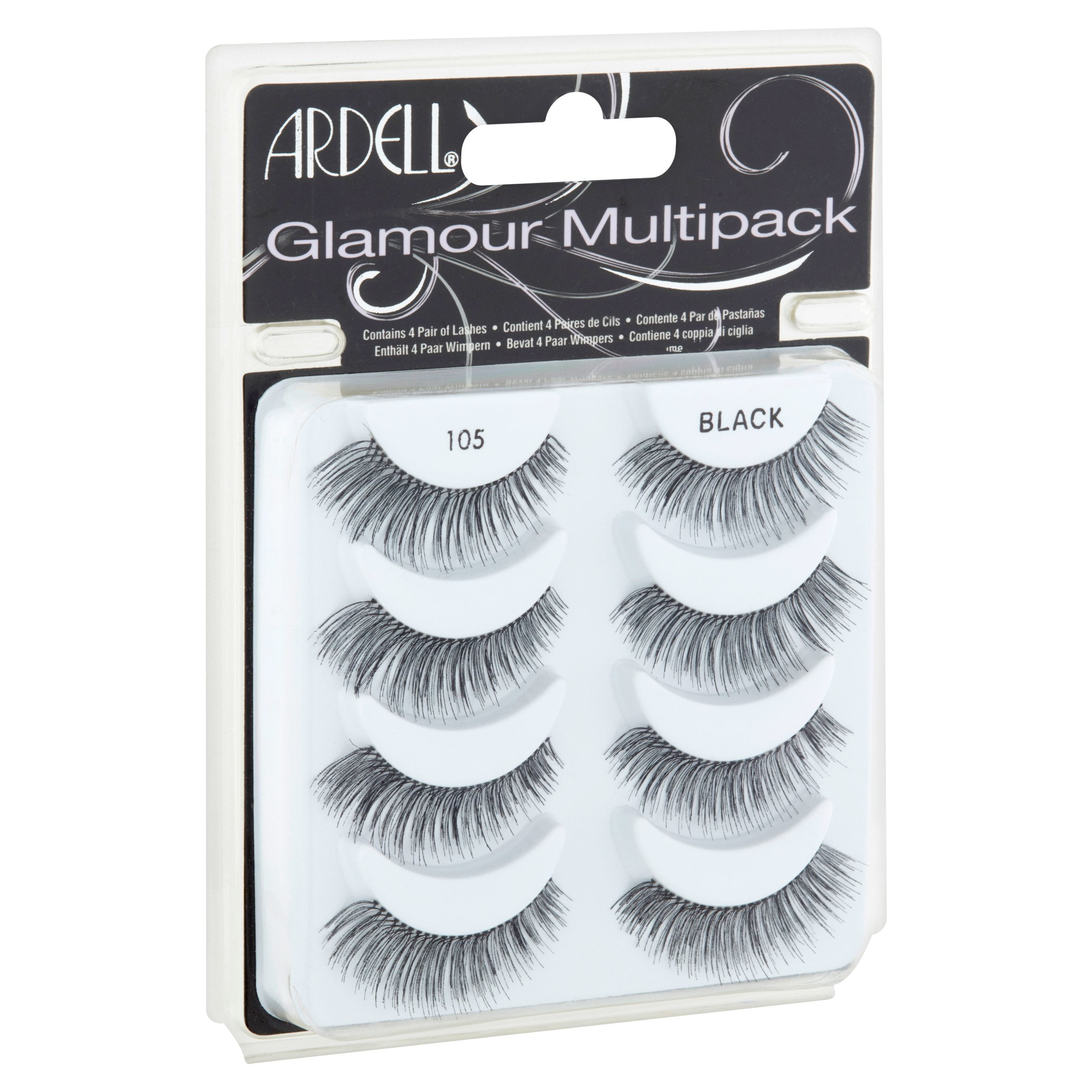 (2 pack) Ardell Eyelashes ~ Glamour Multipack, 4 Pairs, 105, Black ARDELL