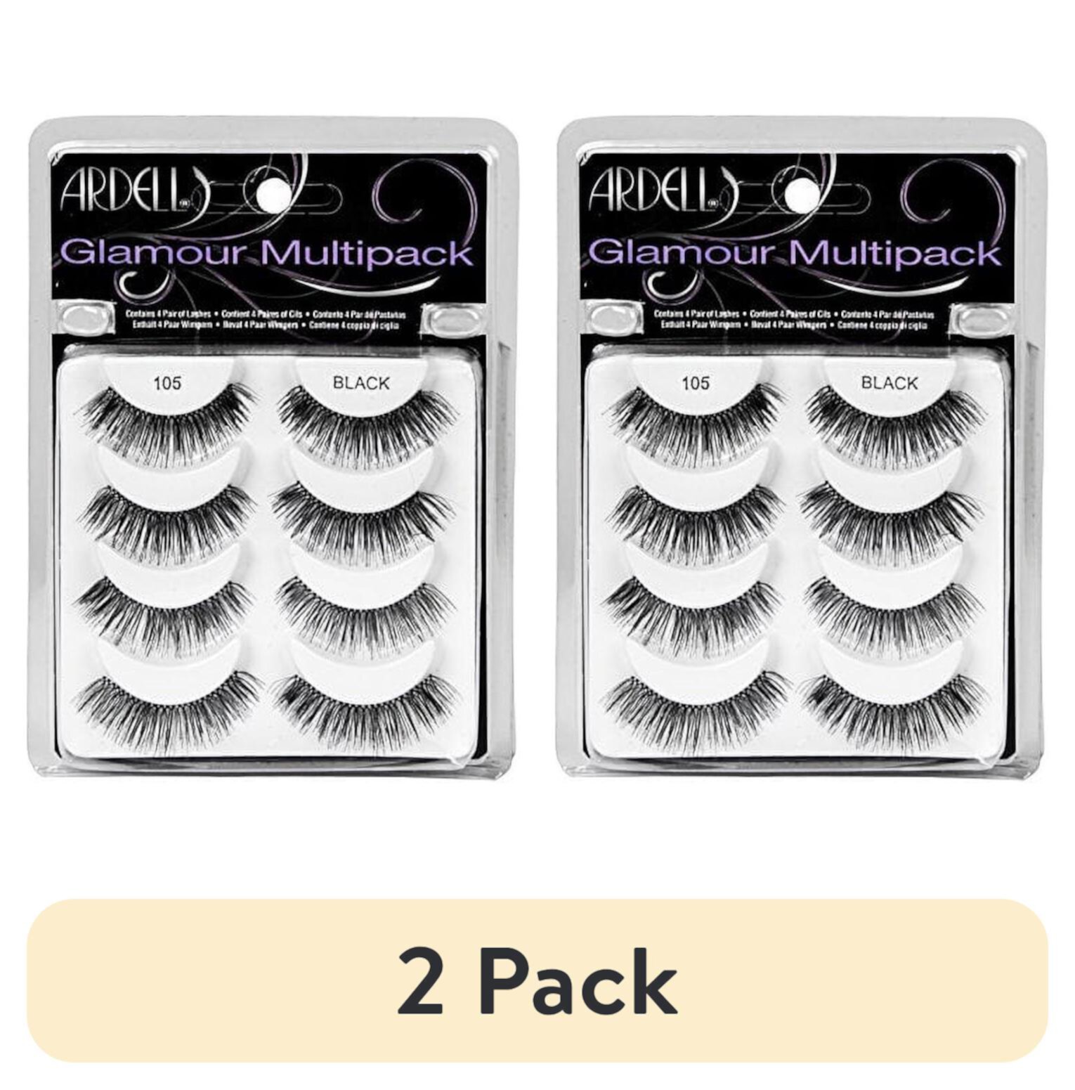 (2 pack) Ardell Eyelashes ~ Glamour Multipack, 4 Pairs, 105, Black ARDELL