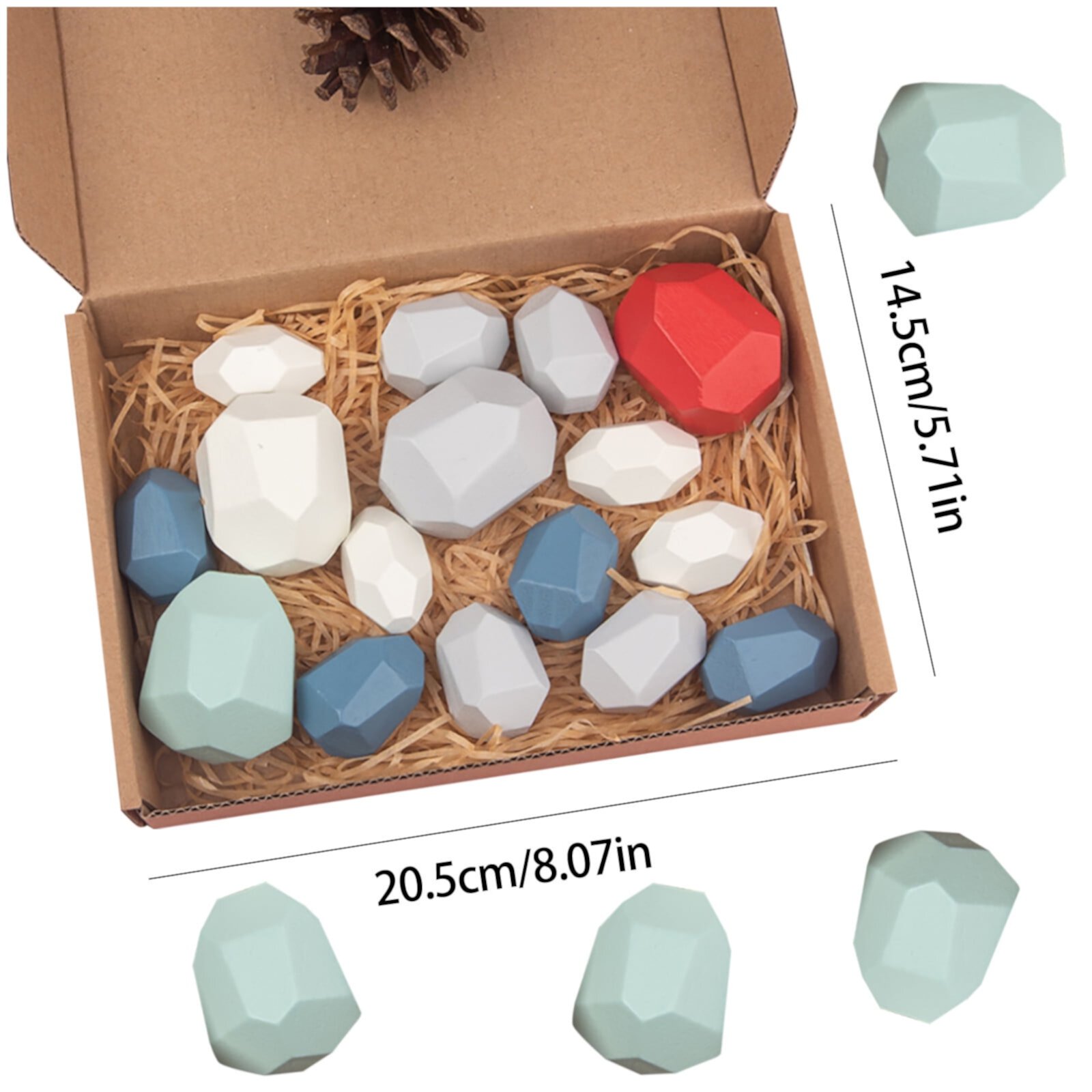 20 PCS Wooden Sorting Stacking Rocks Stones,Sensory Toddler Toys Learning Montessori Toys, Building Blocks Game for Kids 3 4 5 6 Years Boy and Girl Birthday Gifts for Kids Christmas Gift GJPRXCx