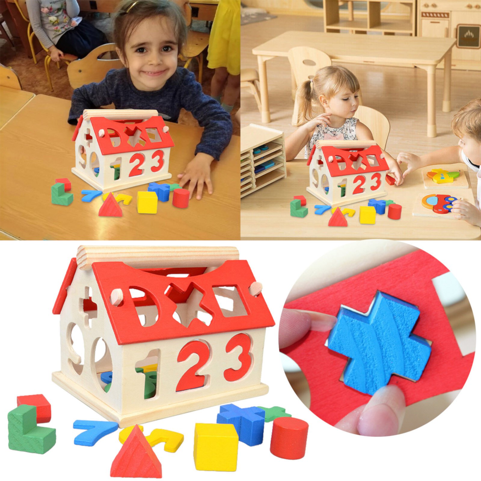 RUIG Wooden Puzzle Building Block Toys, Large Wooden Building Blocks Set - Educational Preschool Learning Toys, Toddler Blocks Toys for 3+ Year Old Boy and Girl Gifts RUIG