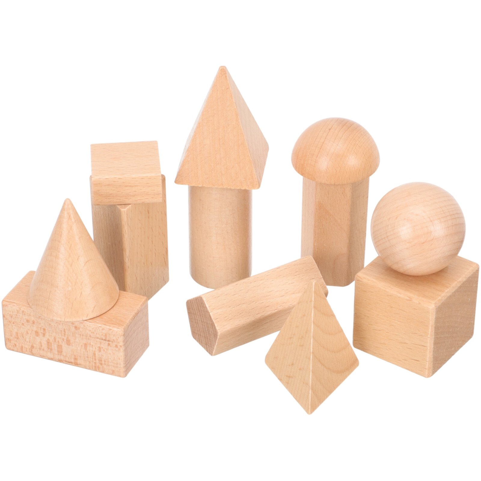 Alvinma 12pcs Wood Geometric Solids Kids Geometry Blocks for Elementary School Learning Props Alvinma