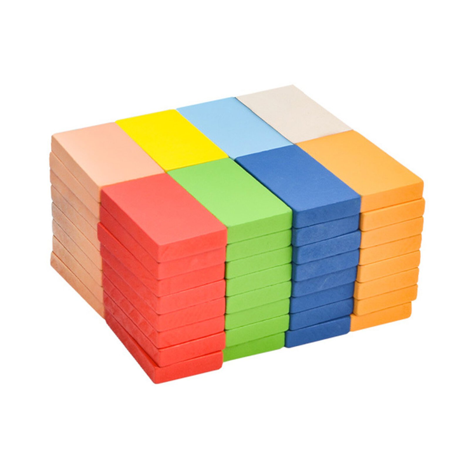 Chicmine 120Pcs/Set Colorful Domino Building Block Color Cognition Toddlers Kids Educational Wooden Building Bricks Toy Boys Girls Gift Chicmine