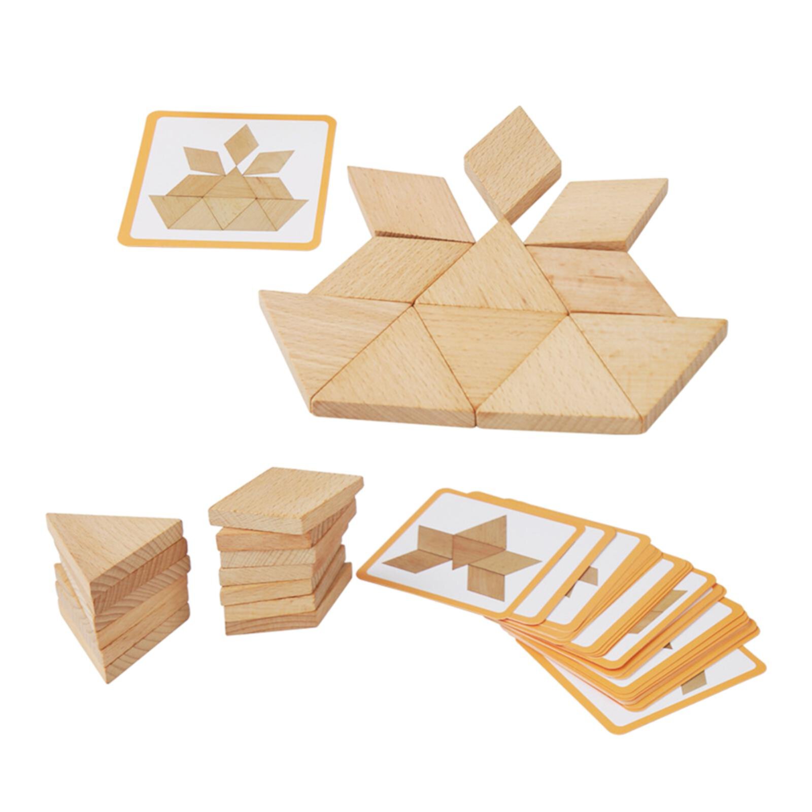 Kokiya 54 Pieces Wooden Pattern Blocks Set Developmental Games for Age 4+ Years Old Kokiya