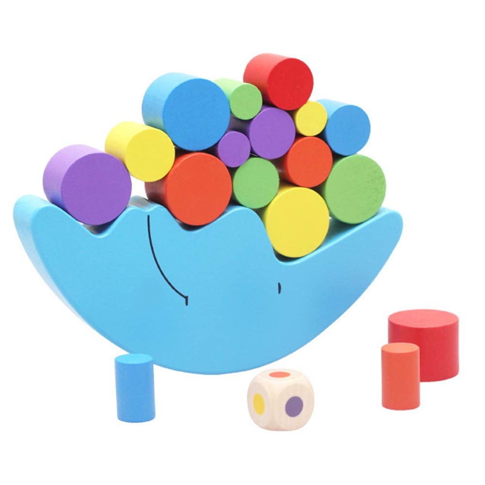 Temacd Wooden Moon Balancing Frame Building Colorful Blocks Development Kids Toy Gift Temacd