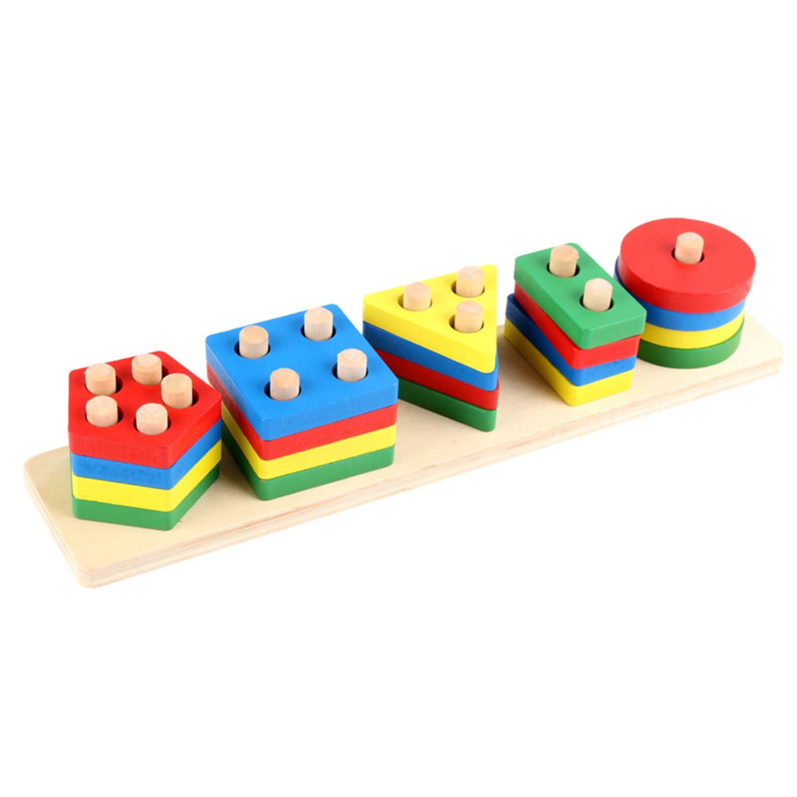 Wooden Sorting Stacking Montessori Toys, Shape Color Recognition Blocks Matching Puzzle Stacker Geometric Board Early Educational Puzzles for Years Old Boys and Girls Christmas Gift GJPRXCx