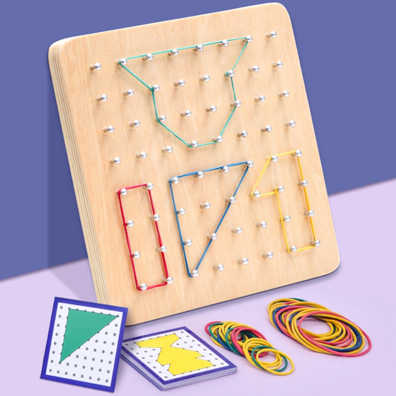 SIYTUAU Block Board Graphical Educational Toy Kids Geoboard Mathematical Manipulative Array Block With Pattern Cards And Rubber Brain Teaser Toys SIYTUAU