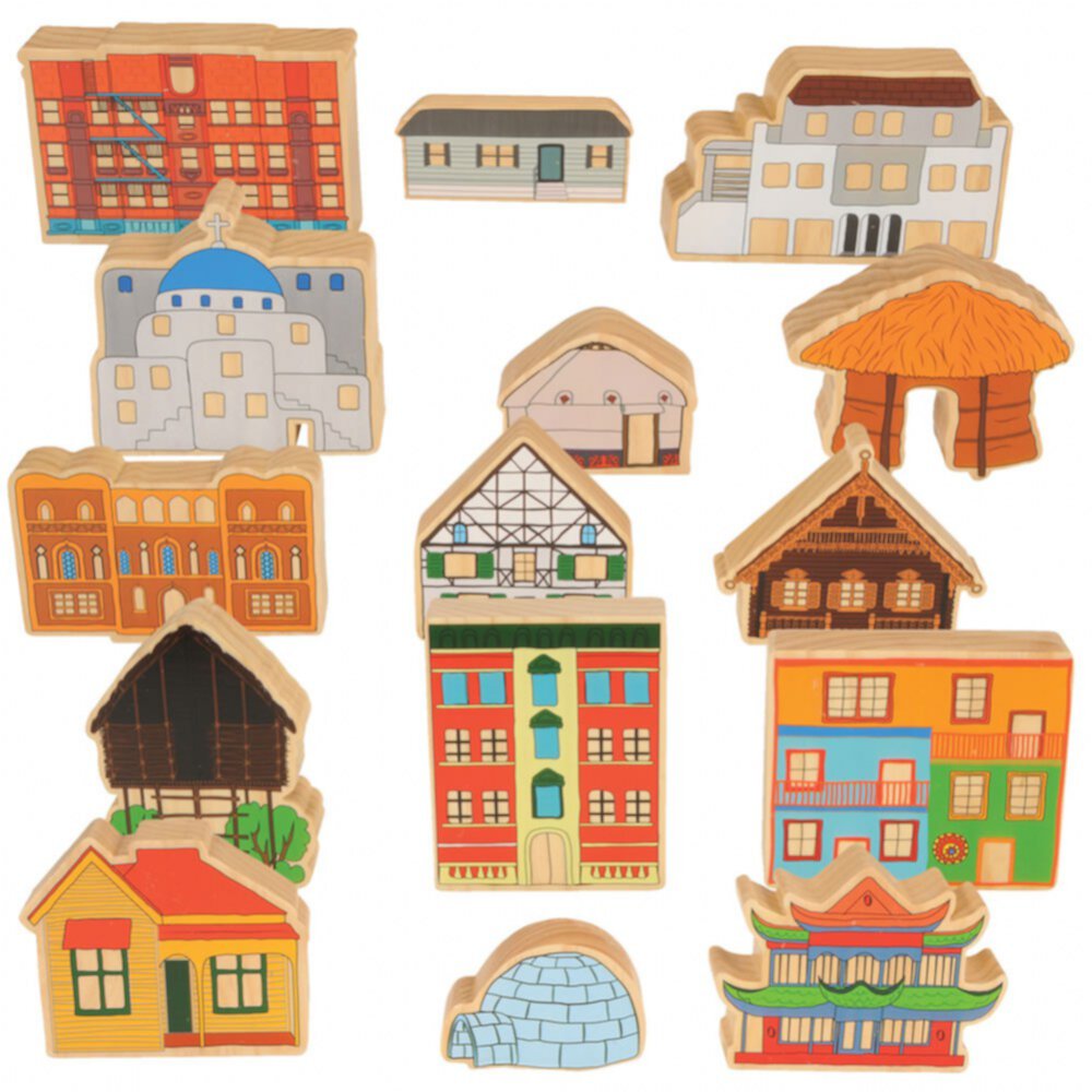 Trenak Trading Homes Around the World Wooden Blocks  - Set of 15 Kaplan Early Learning Company