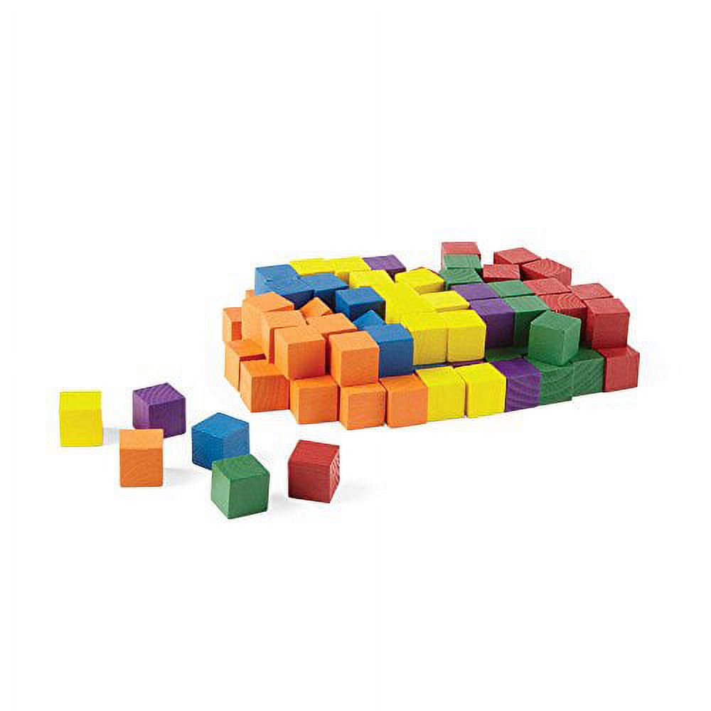 Hand2Mind Wooden Block Set, 1 Inch Building Blocks, Rainbow Colored, Stackable, Educational Toy For Learning Patterns & Early Math Skills (Pack Of 100) Hand2mind