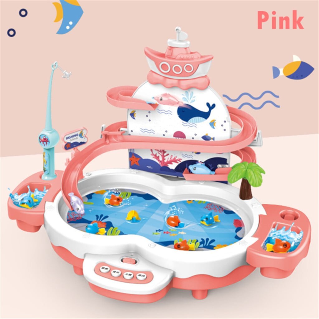 Kiplyki Electric Cute Fishing Toys Music Rotating Fishing Game Magnetic Education Toy Kiplyki