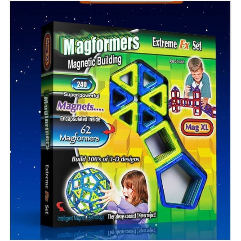 Magformers Basic Rainbow Set Multicolor Magnetic Tiles 62 Pieces Magformers