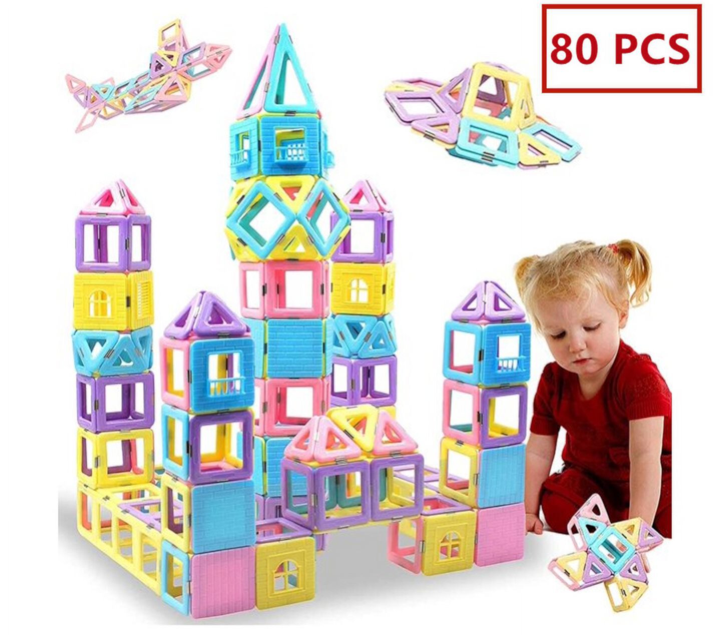 Magnetic Blocks 80 Pcs Magnetic Building Blocks Children | Mini 3D Macaron Learning & Development Building Blocks Toys | Perfect for home, schools, daycare Topboutique