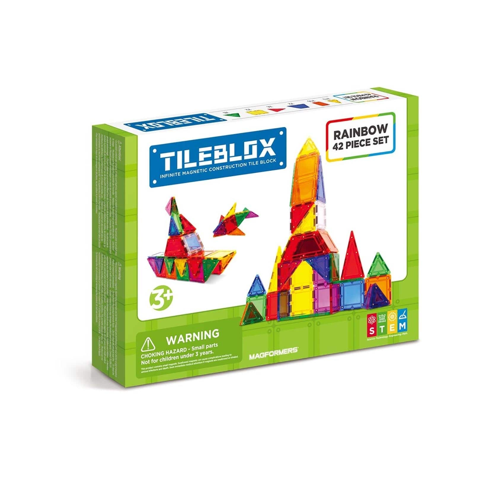 Tileblox Rainbow Multicolor Magnetic Tiles 42 Pieces Magformers