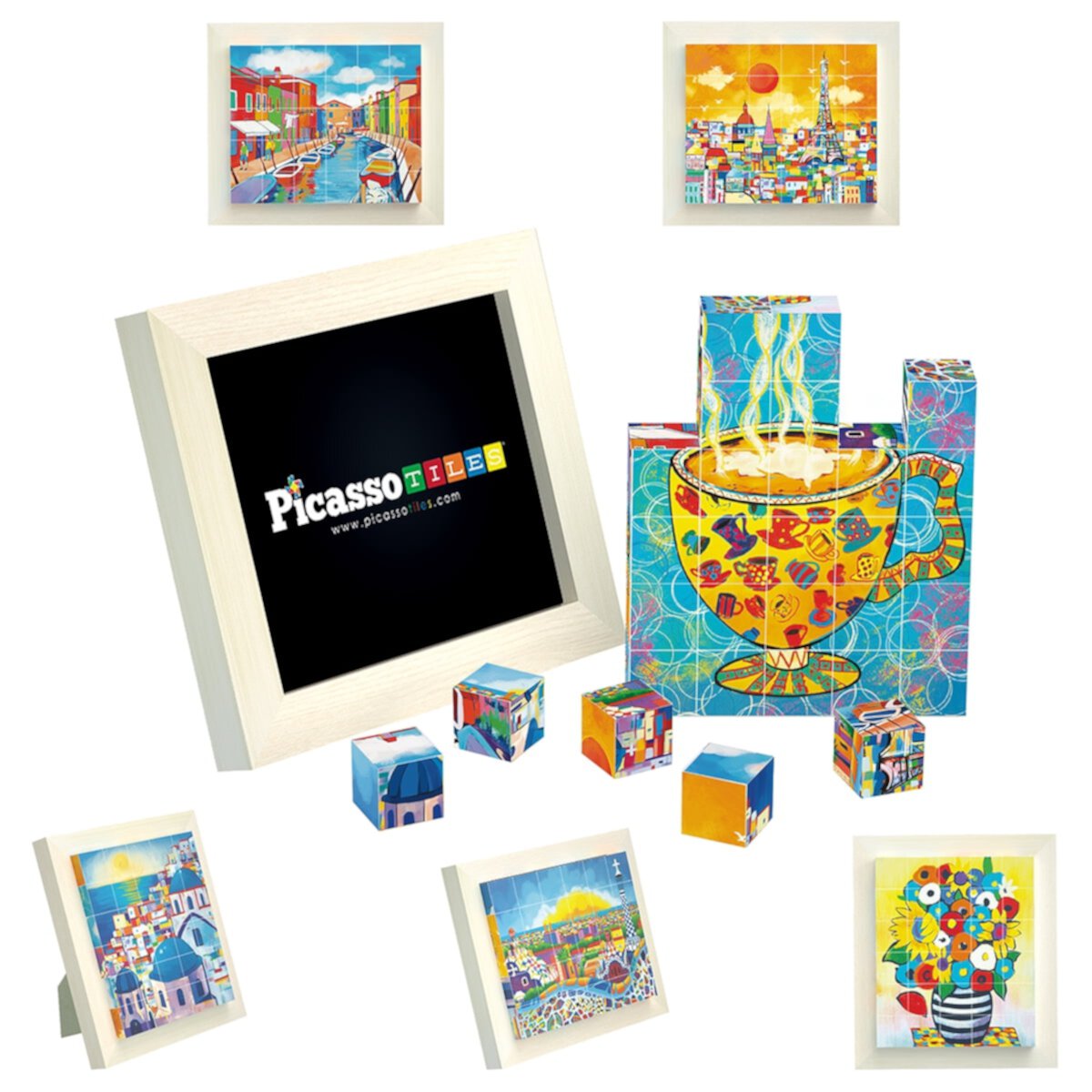 30 магнитных кубиков PicassoTiles, 6 в 1 с известными картинами для детей от 3 лет Picasso Tiles