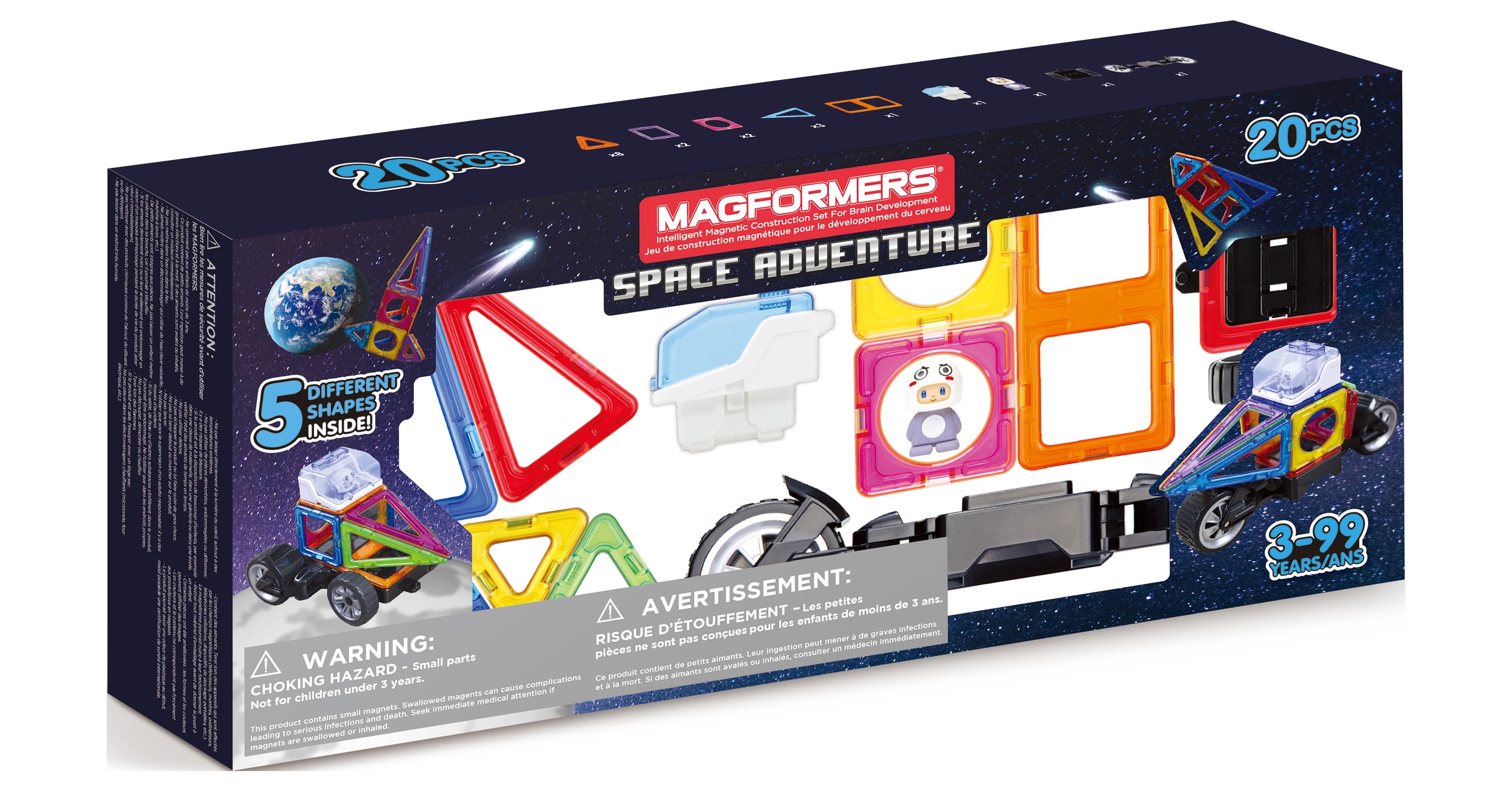 Magformers Magnetic Construction 20 PC Space Adventure STEM Toy Set, +3 Years Magformers