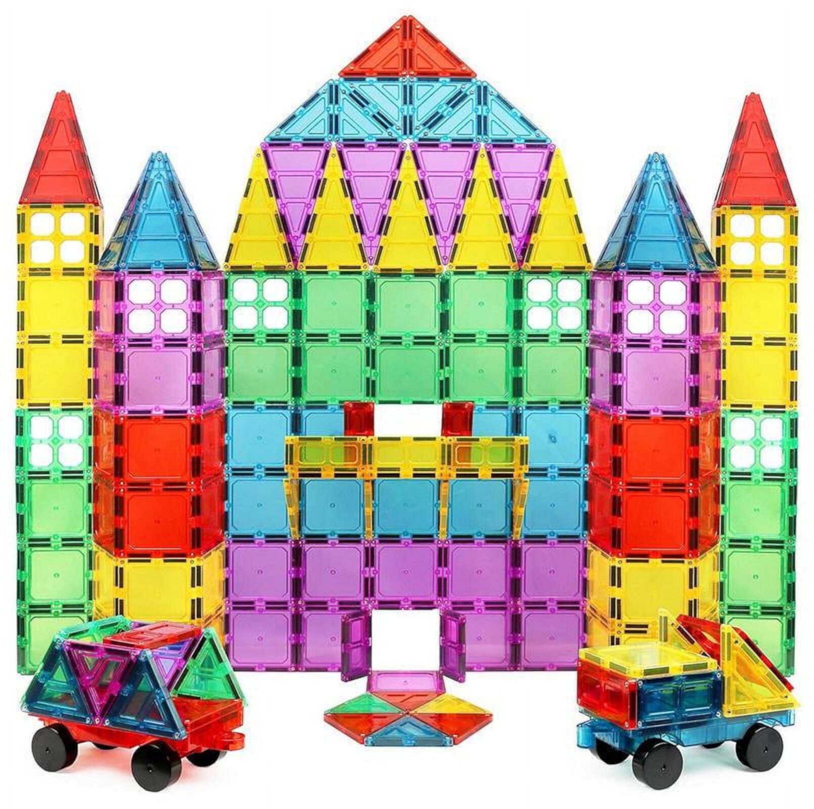 Click N' Play Magnet Build Tiles | Set of 100 Magnetic Building Blocks for Kids | Extra Strong Magnetic  Tiles Building Blocks | Assorted Shapes and Vibrant Bright Colors | Magnetic Title STEM Toys Click N' Play