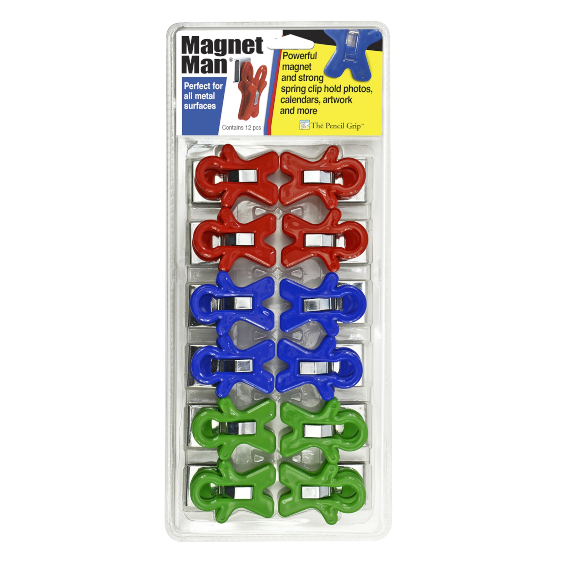 The Pencil Grip Magnet Man People Shaped Magnet Clips, Assorted Color, Set of 12, TPG-13212P Safavieh