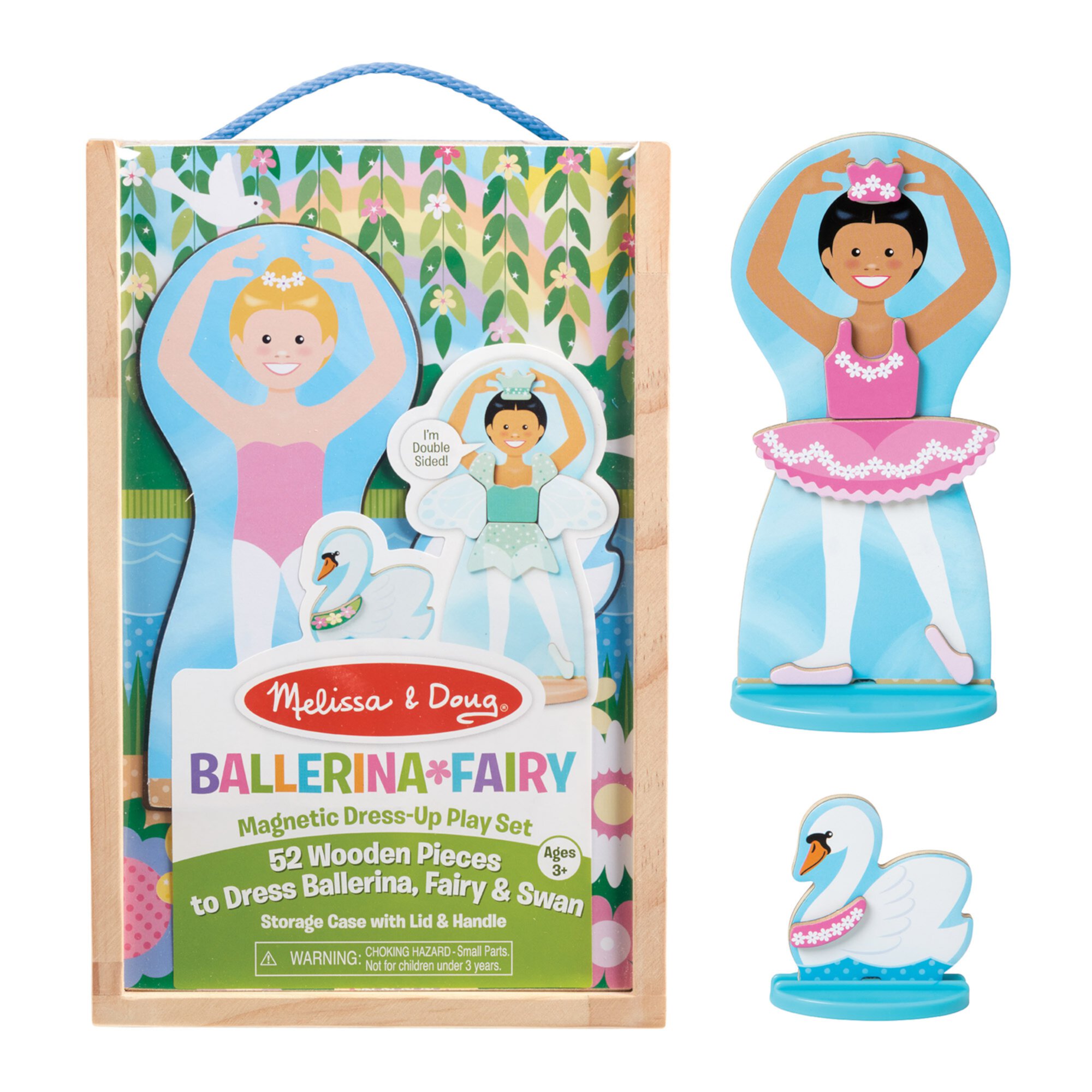 Melissa & Doug Ballerina And Fairy Magnetic Dress-Up Double-Sided Wooden Doll And Swan Pretend Play Set (52 pcs) Melissa & Doug