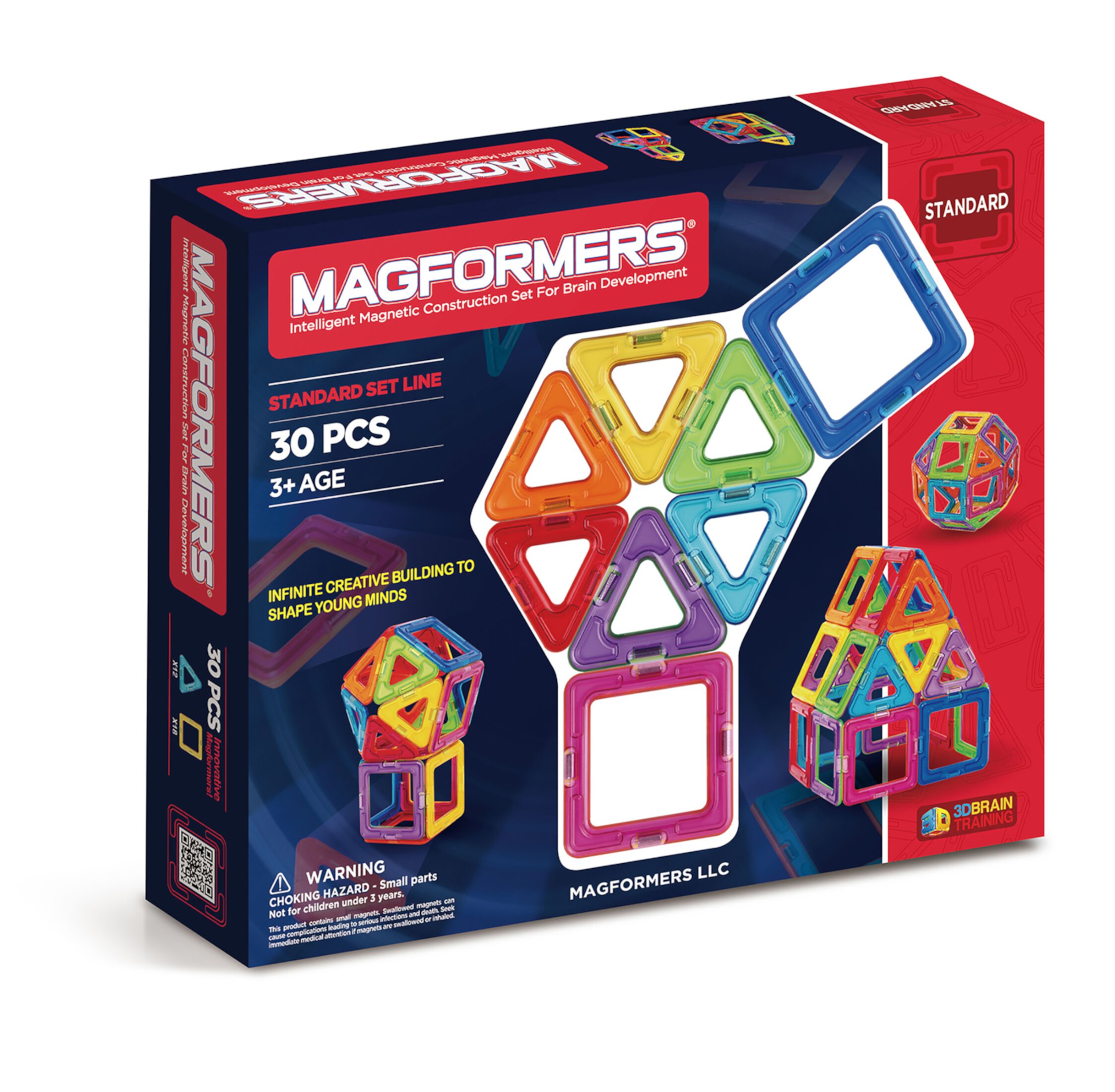 Magformers Basic Rainbow Set Multicolor Magnetic Tiles 30 Pieces Magformers