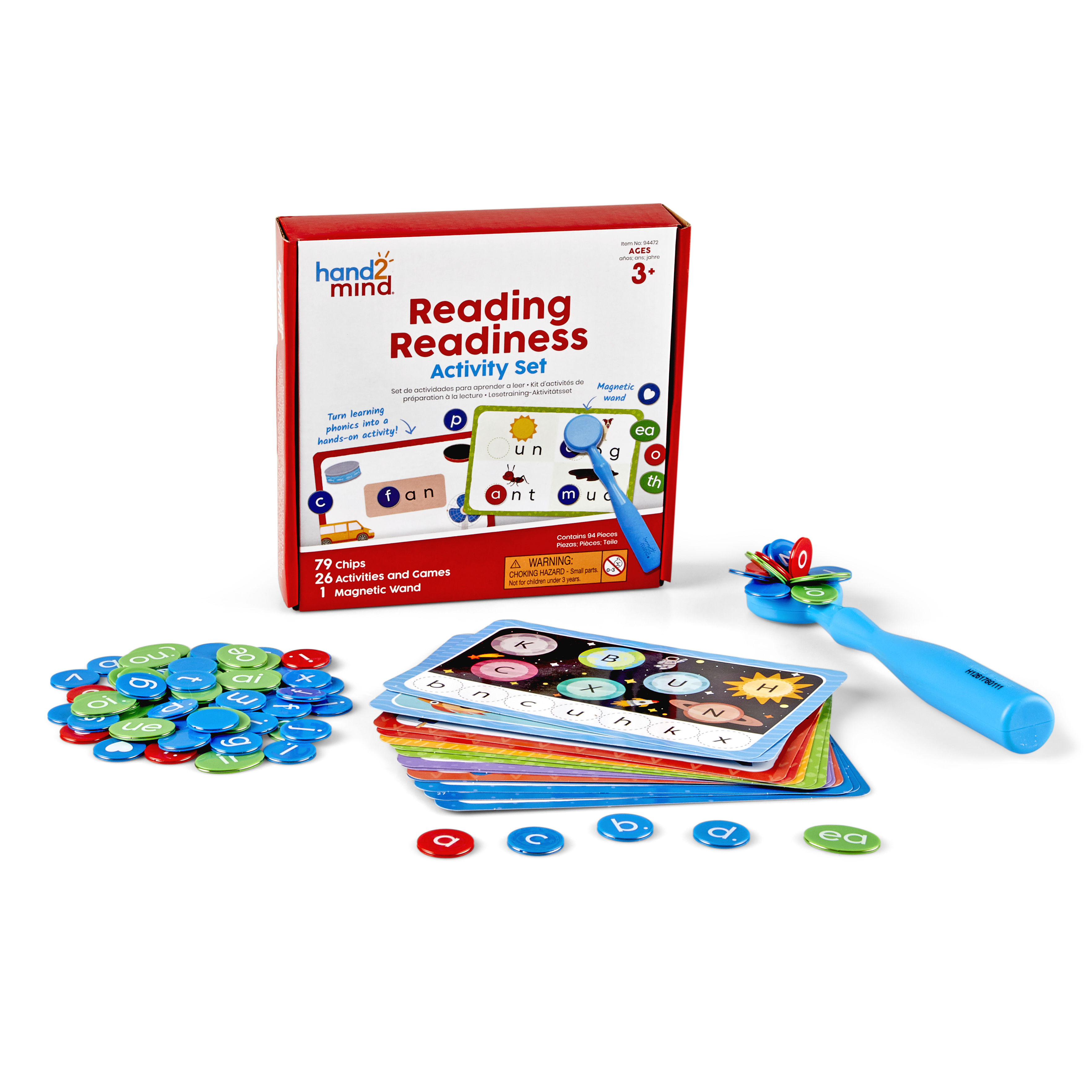 hand2mind Reading Readiness Activity Set, Magnetic Wands and Alphabet Chips Hand2mind