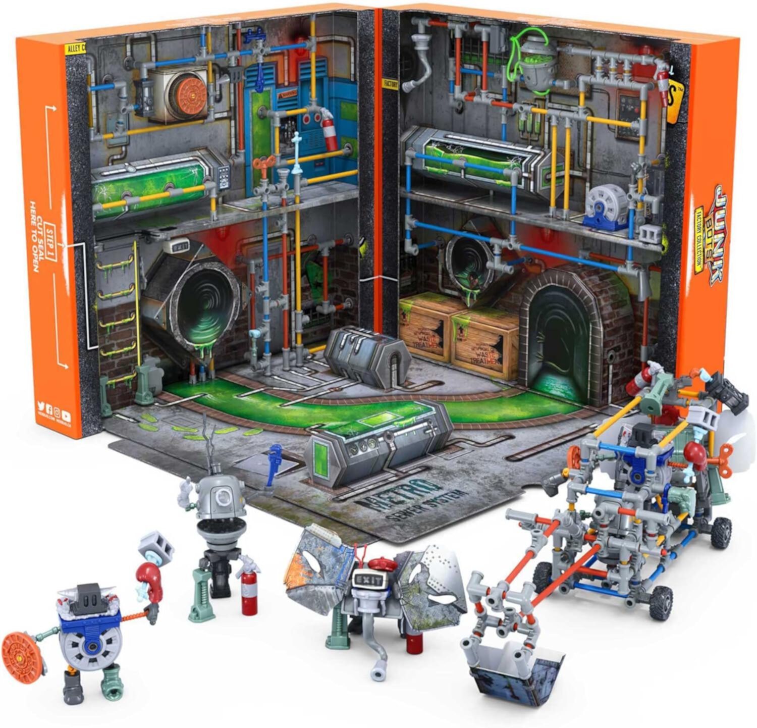 HEXBUG JUNKBOTS Large Factory Habitat Metro Sewer System, Surprise Toy Playset, Build and LOL with Boys and Girls, Toys for Kids, 285+ Pieces of Action Construction Figures, for Ages 5 and Up HEXBUG