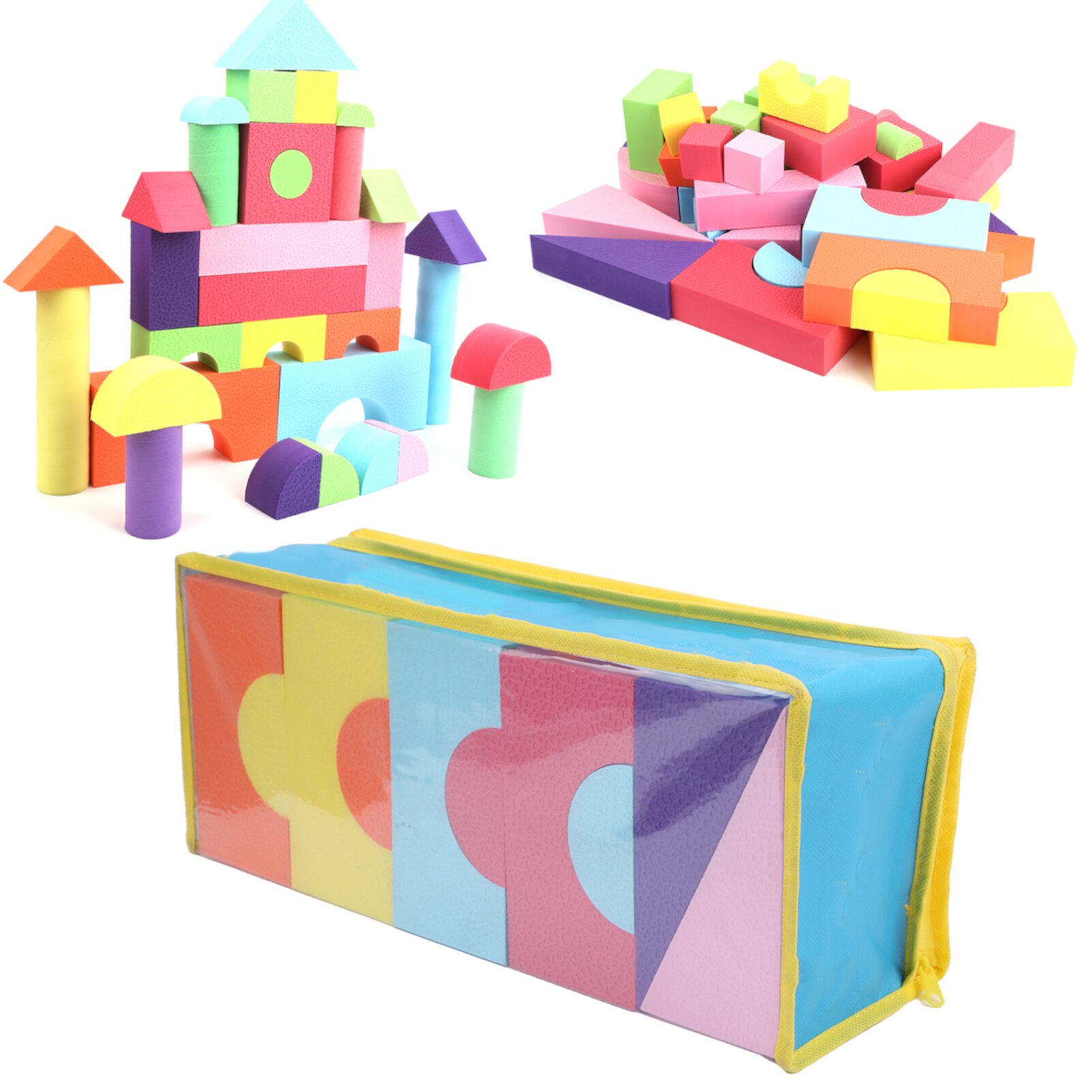 Construction Toys, Foam Building Block Set, Non- Multi-Colored Birthday Gift For Toddlers Educational Toy Kids Tebru