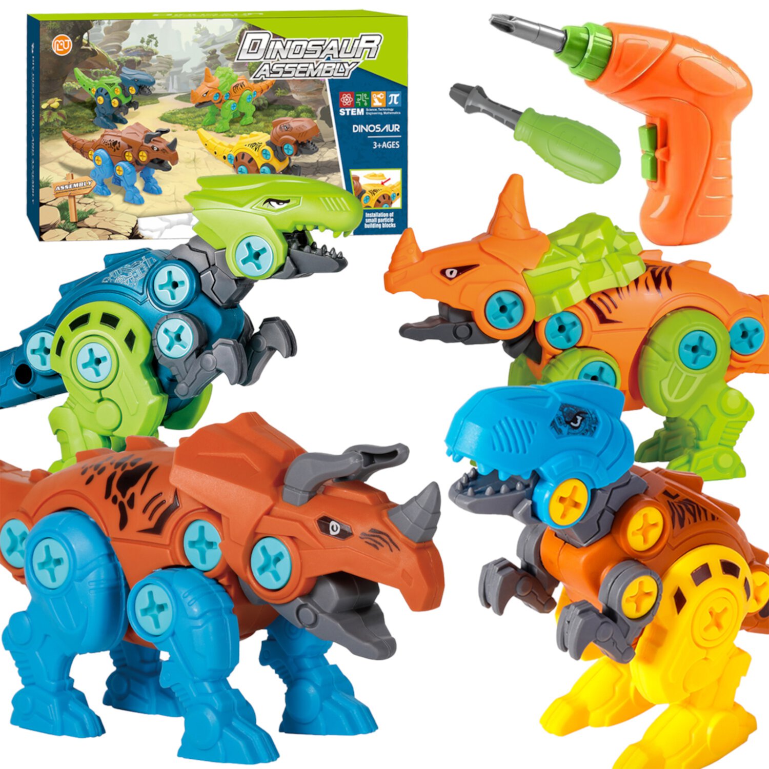 NETNEW Take Apart Dinosaur Toys with Electric Drill for 3 4 5 6 Year Old Boys Kids Construction Building Toys NETNEW