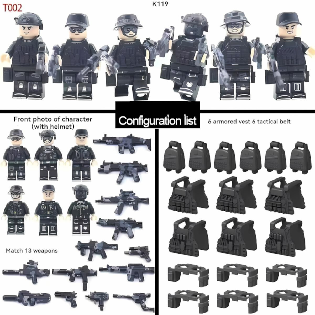 NWJ Children's Building Block Soldier Ghost Camouflage Special Forces Figures Set 1- Military Toy Collection NWJ