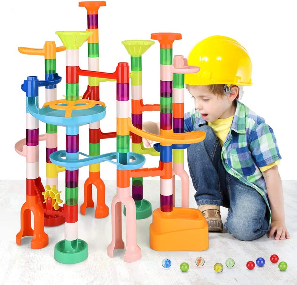 Marble Run,135 PCS Block Toys Gravitrax Building Game Set for Kids,STEM Learning Education Toys Marble Track Race Tower Model Creative Birthday Gift with 60 Marbles for Boys & Girls 3 4 5 6 Maxtronic