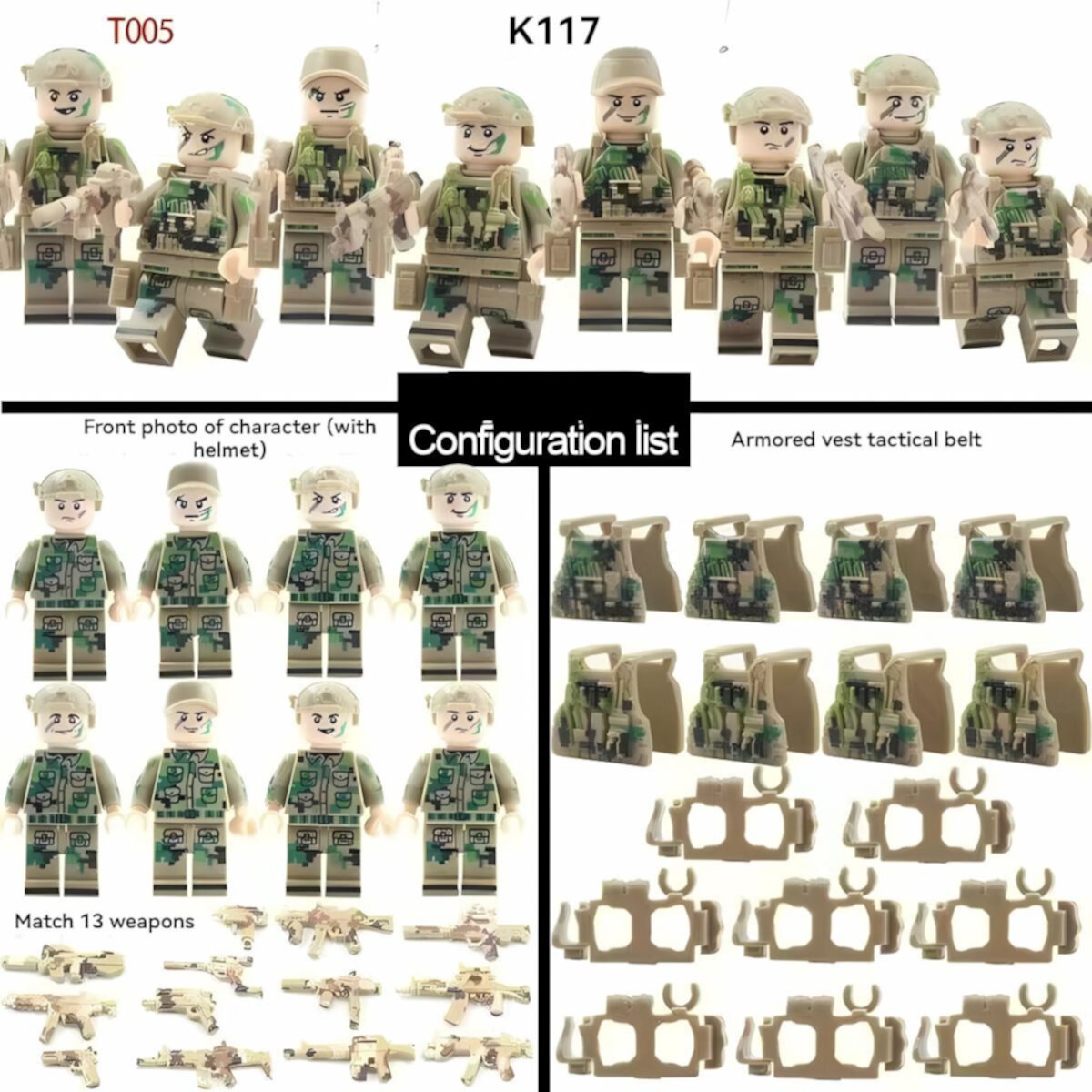 NWJ Children's Building Block Soldier Ghost Camouflage Special Forces Figures Set 1- Military Toy Collection NWJ