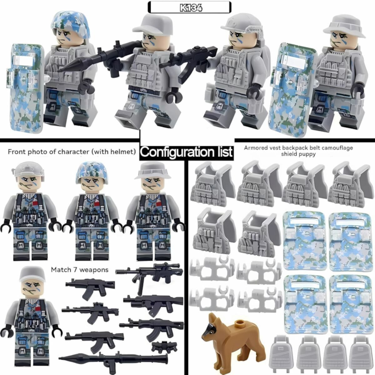 NWJ Children's Building Block Soldier Ghost Camouflage Special Forces Figures Set 1- Military Toy Collection NWJ