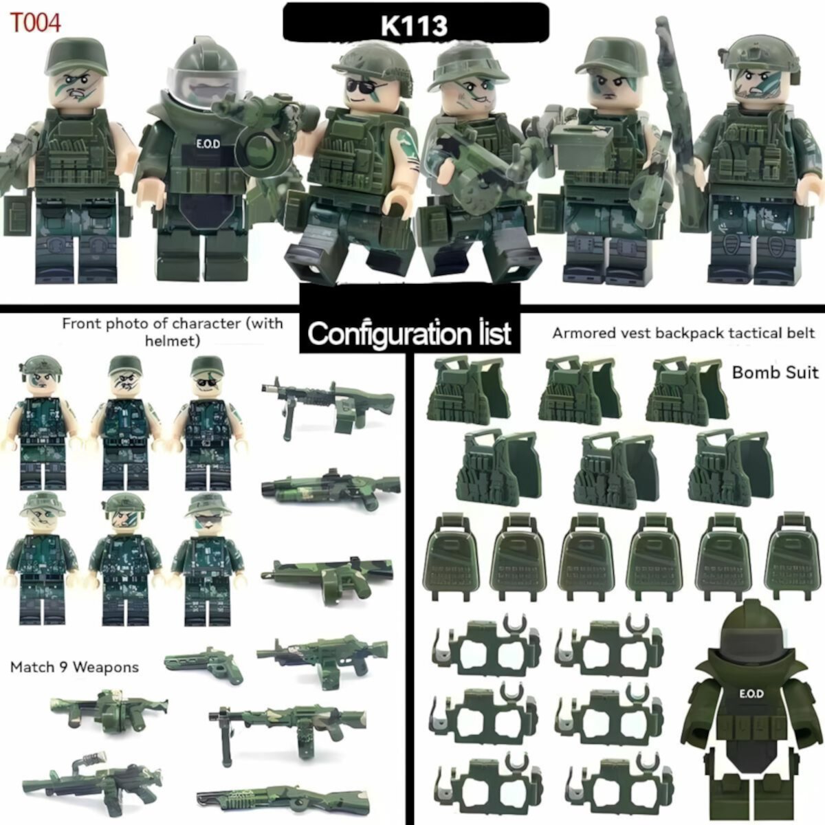 NWJ Children's Building Block Soldier Ghost Camouflage Special Forces Figures Set 1- Military Toy Collection NWJ